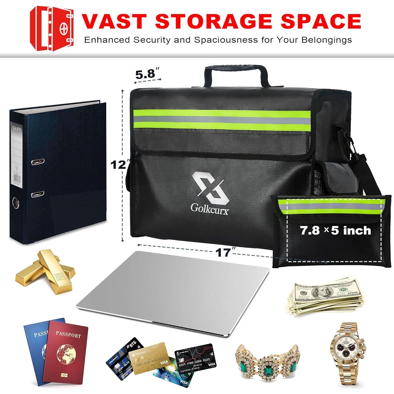 Bolsa a Prueba de Fuego Golkcurx 43x30cm con Cremallera