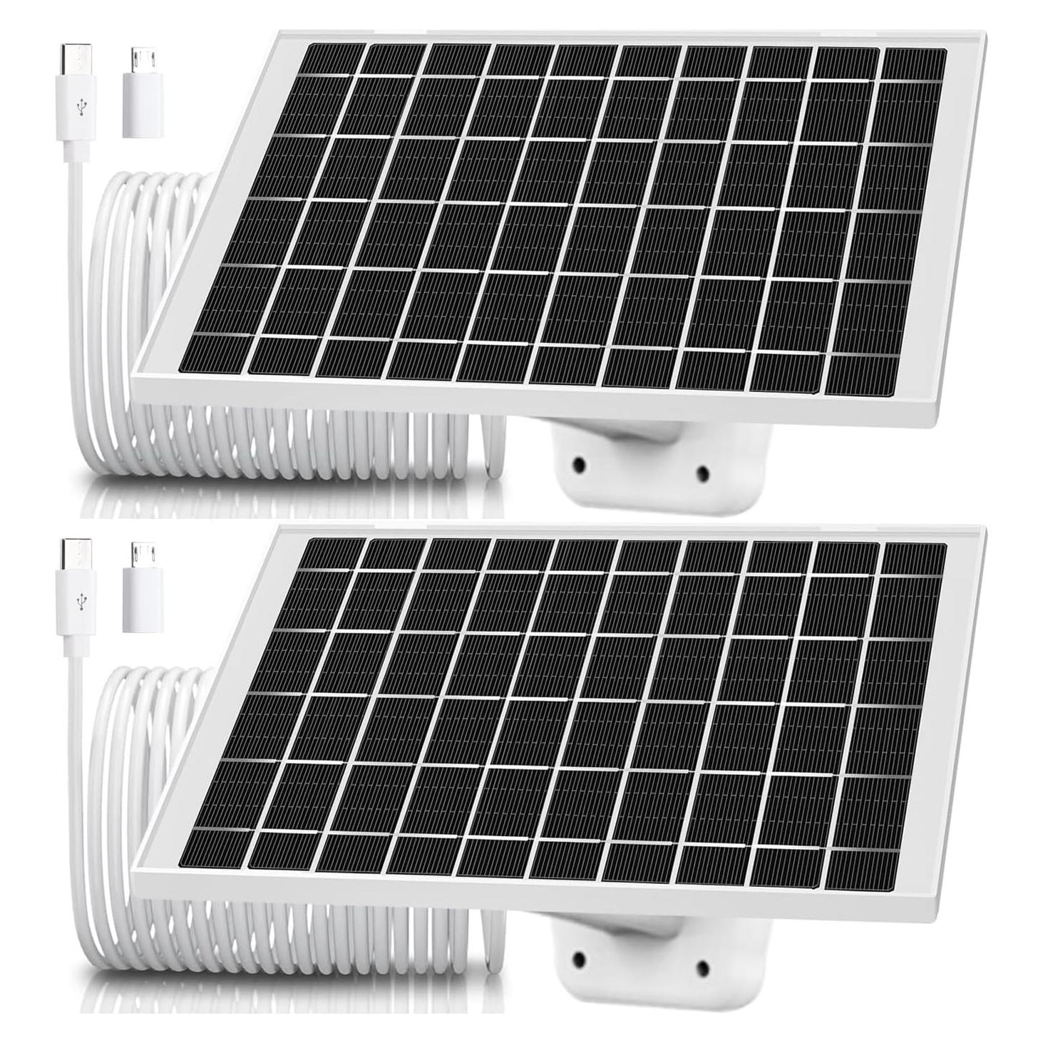 Paquete de 2 Paneles Solares 5V 7W para Cámaras de Seguridad