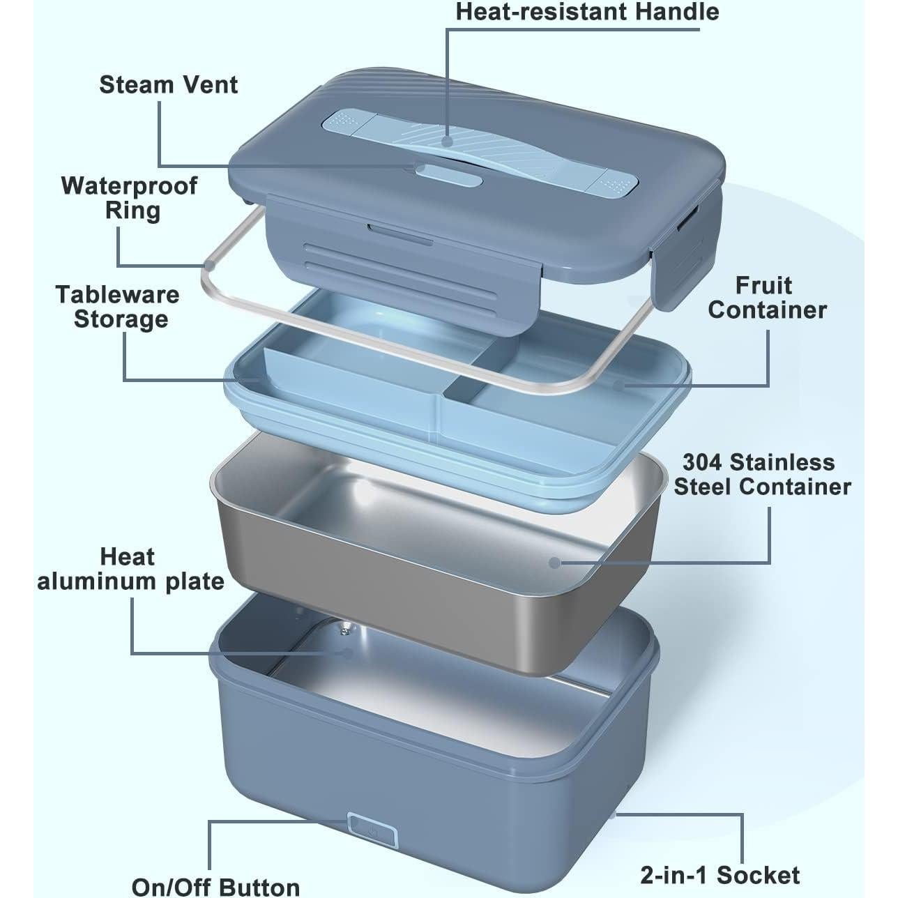 Caja de Almuerzo Eléctrica Monteka 1.8L 100W Azul