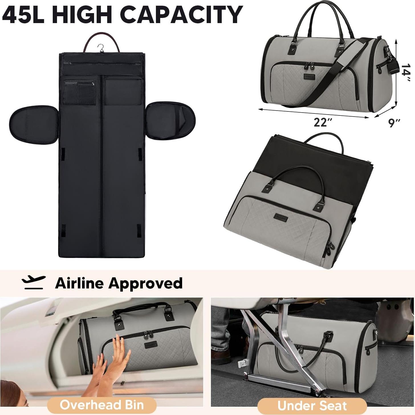 Bolsa de Ropa Convertible Vessgra 2 en 1 Gris 55.88x35.56x22.86cm