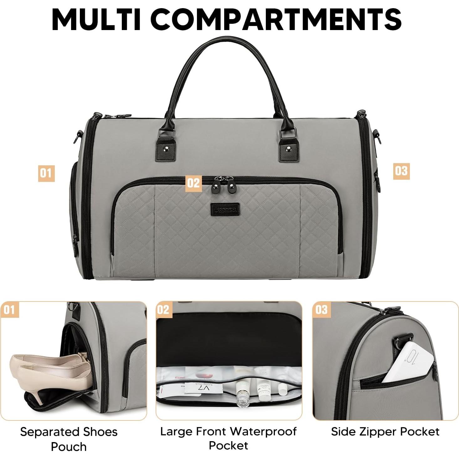 Bolsa de Ropa Convertible Vessgra 2 en 1 Gris 55.88x35.56x22.86cm