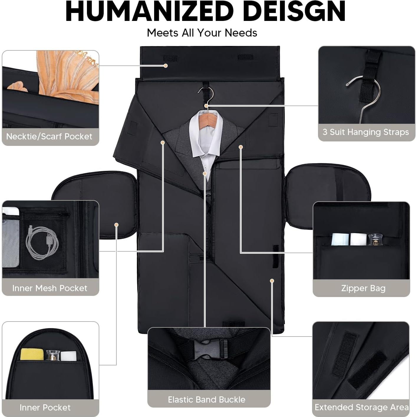 Bolsa de Ropa Convertible Vessgra 2 en 1 Gris 55.88x35.56x22.86cm