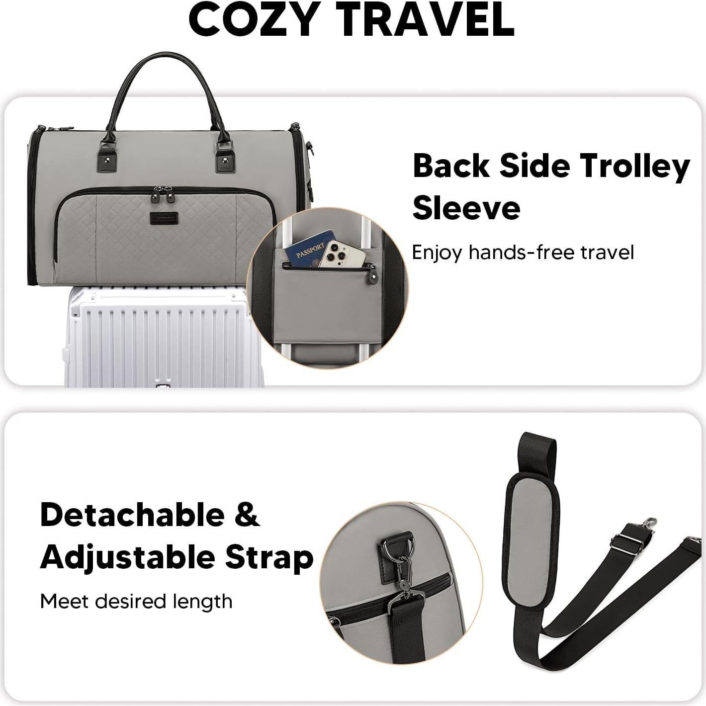 Bolsa de Ropa Convertible Vessgra 2 en 1 Gris 55.88x35.56x22.86cm