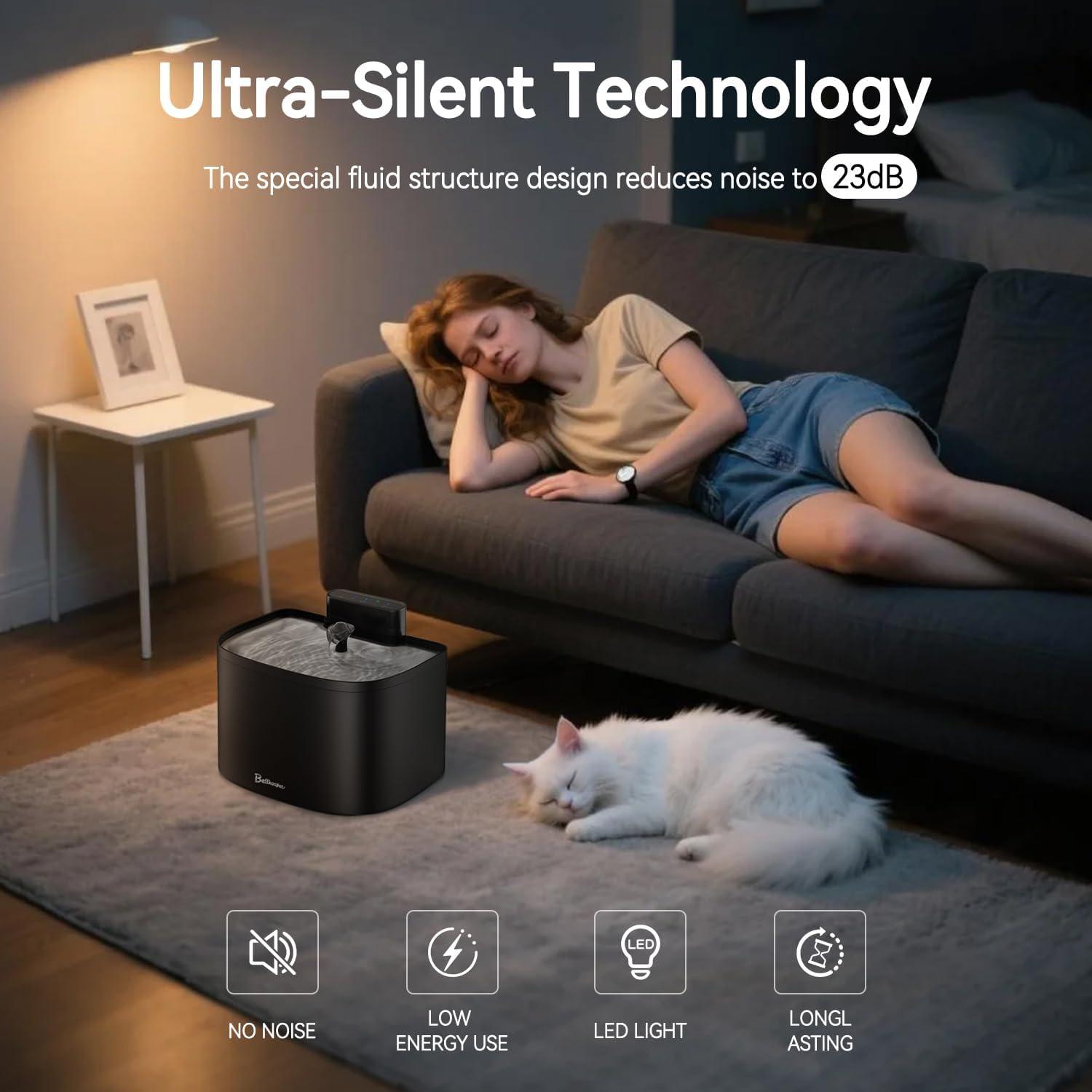 Fuente de Agua Inalámbrica para Gatos Bellkaspet M1 3.6L