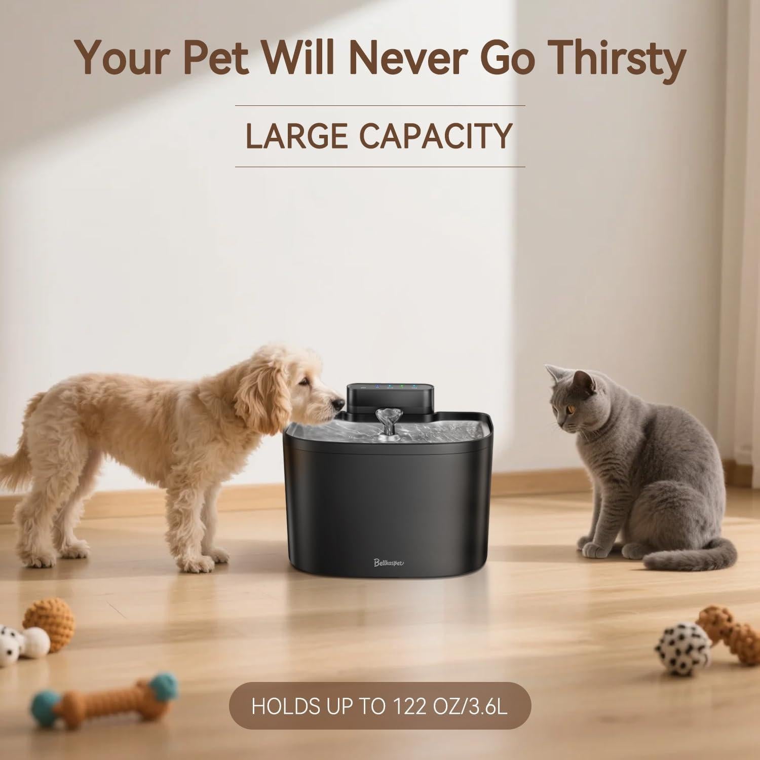 Fuente de Agua Inalámbrica para Gatos Bellkaspet M1 3.6L