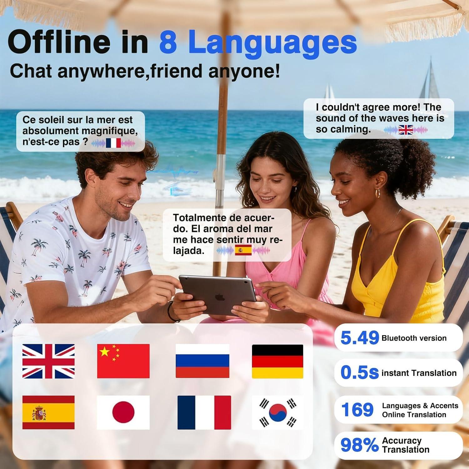 Auriculares Traductores AI OWS 3-en-1 Negro, 144 Idiomas