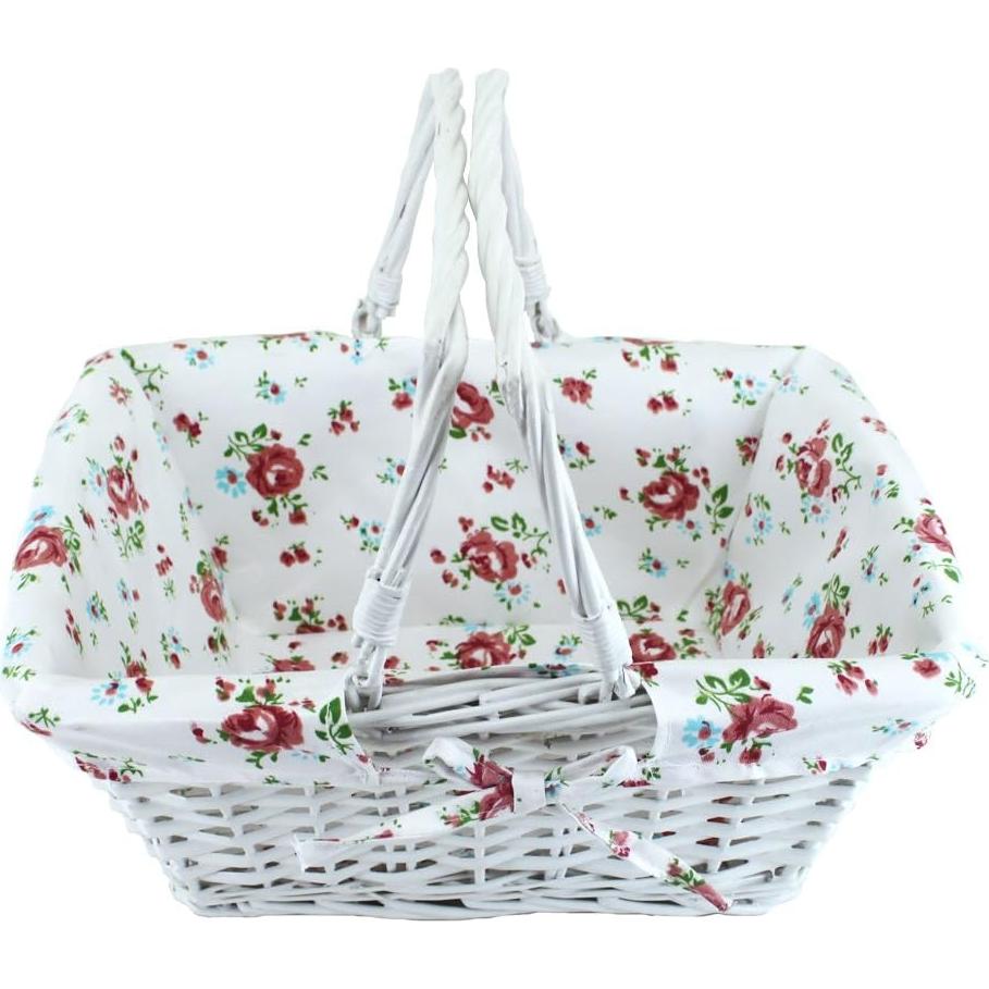 Cesta de Almacenamiento KINGWILLOW de Mimbre Blanca 34.5x26x27.9 cm