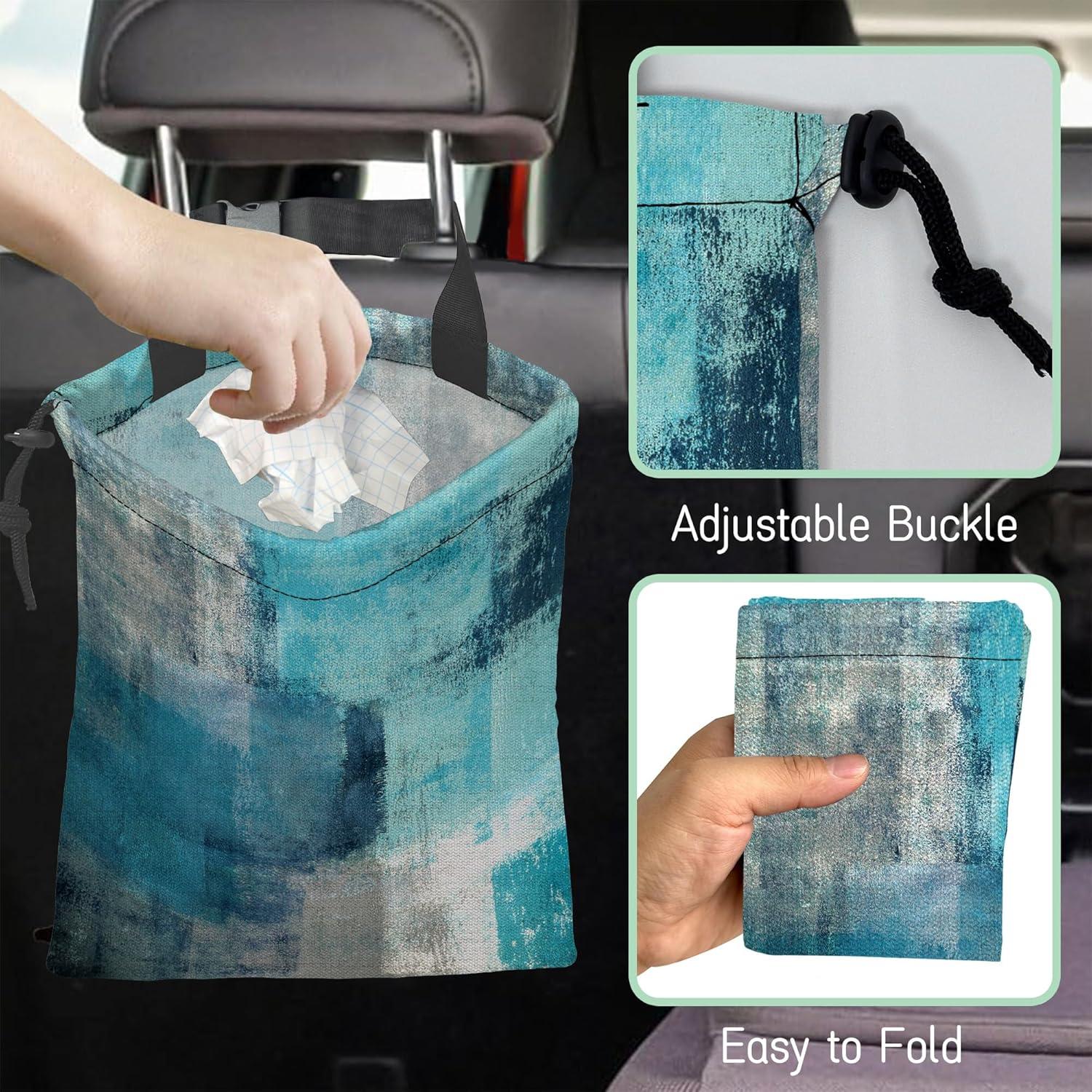 Bolsa de Basura Colgante NHNXHWIA Arte Abstracto Turquesa 35x28cm