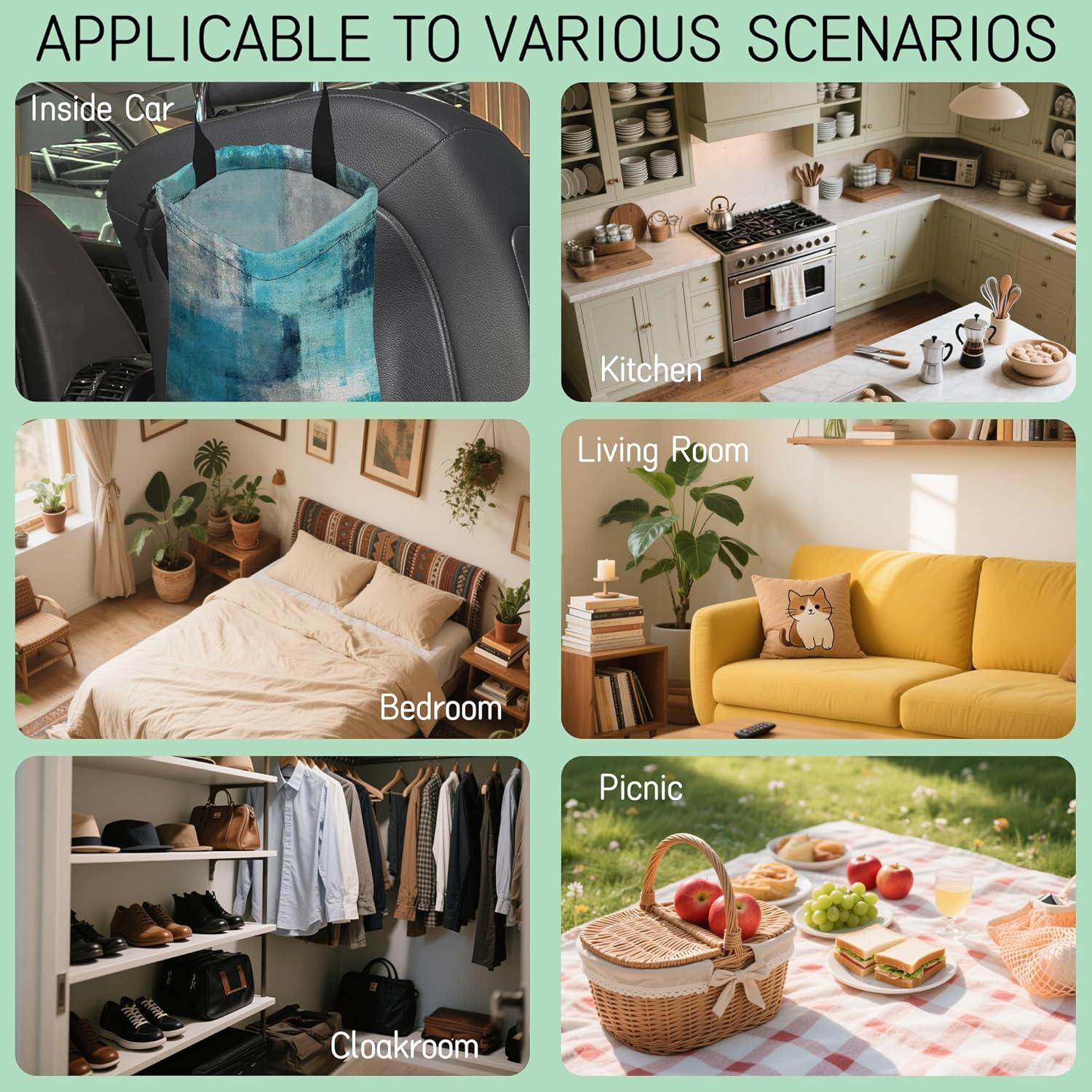 Bolsa de Basura Colgante NHNXHWIA Arte Abstracto Turquesa 35x28cm