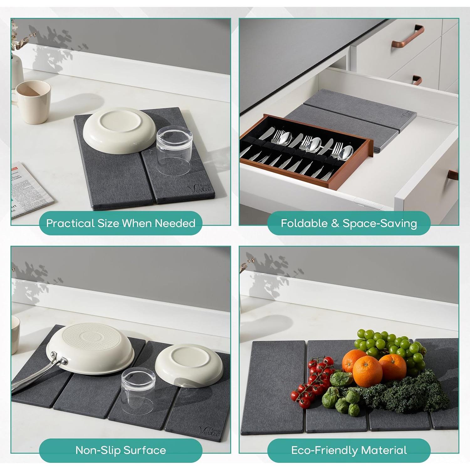 Alfombrilla de Secado de Piedra Diatomácea House of Vesta 60x39 cm Gris