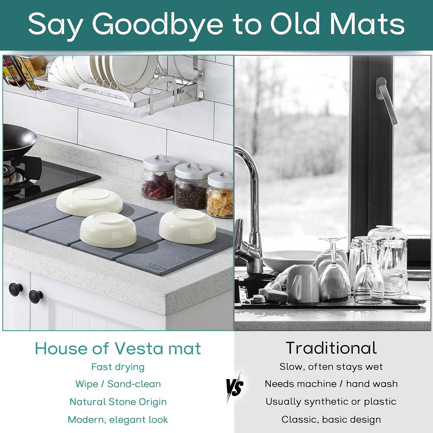 Alfombrilla de Secado de Piedra Diatomácea House of Vesta 60x39 cm Gris