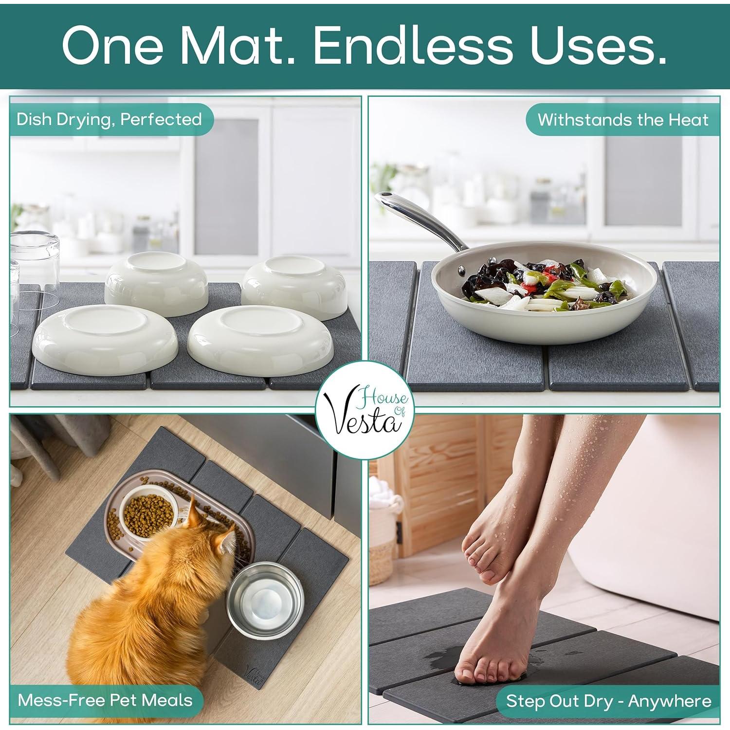 Alfombrilla de Secado de Piedra Diatomácea House of Vesta 60x39 cm Gris