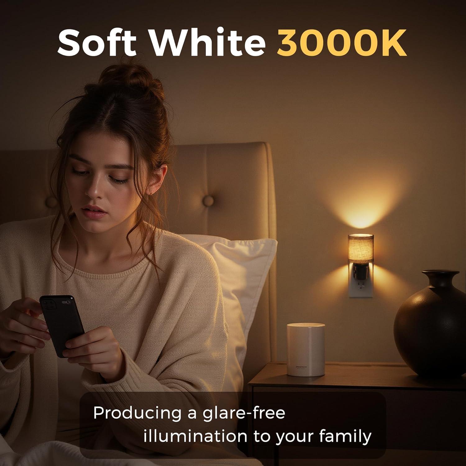 Luz Nocturna LED Enchufable LOHAS Cilindro Tela 0-100LM