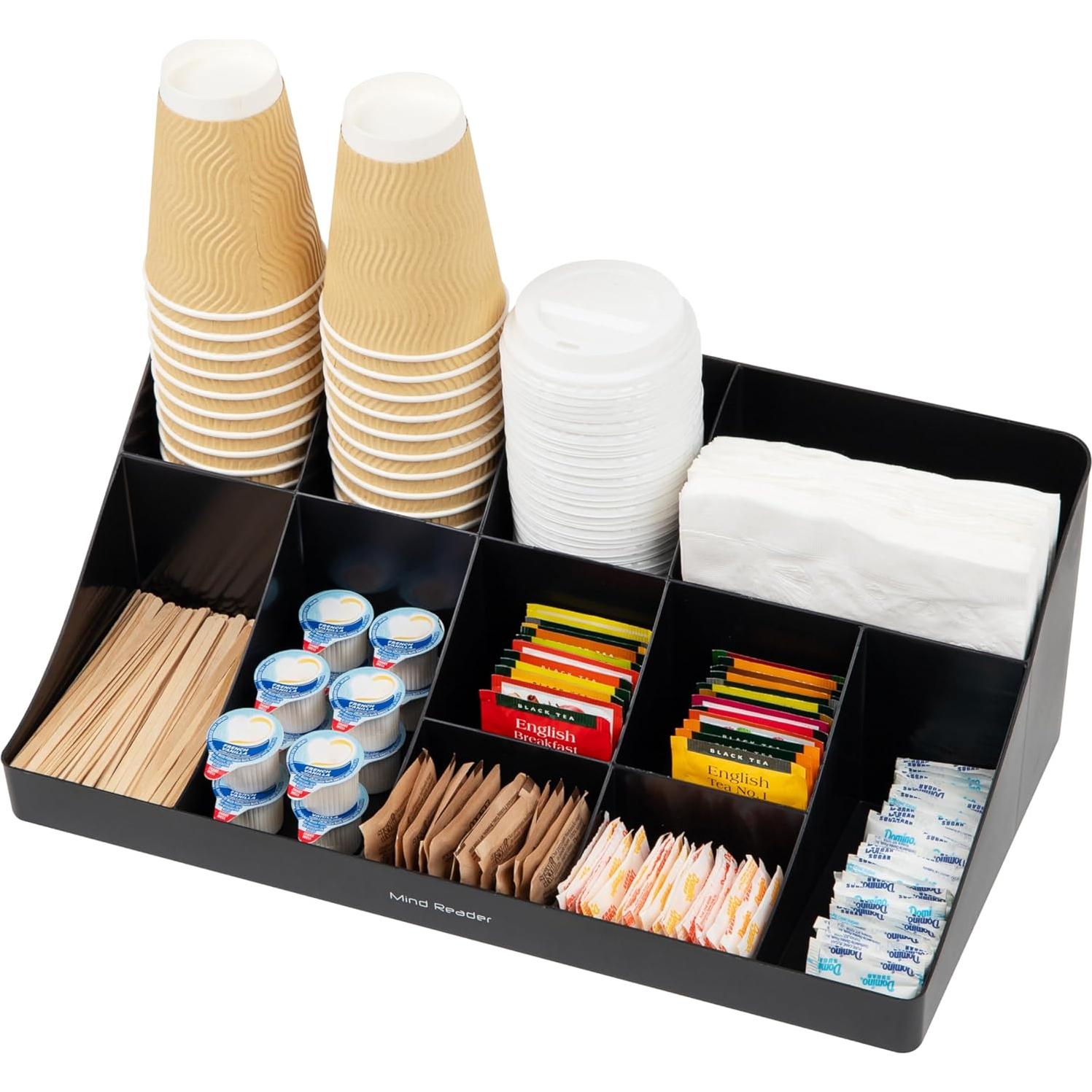 Organizador de Tazas y Condimentos Mind Reader 11 Compartimentos Negro