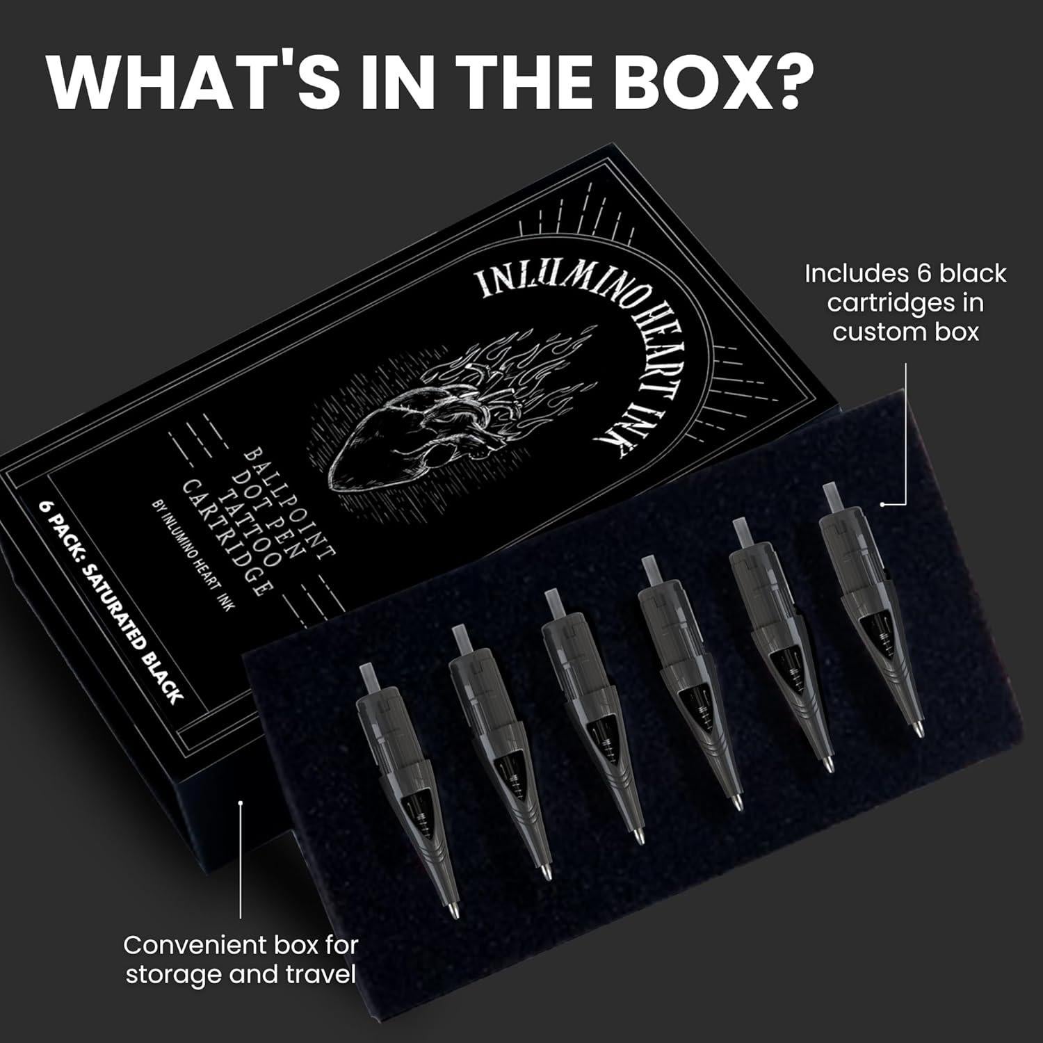 Cartuchos de bolígrafo Inlumino Heart Ink - Tinta negra - 6 unidades