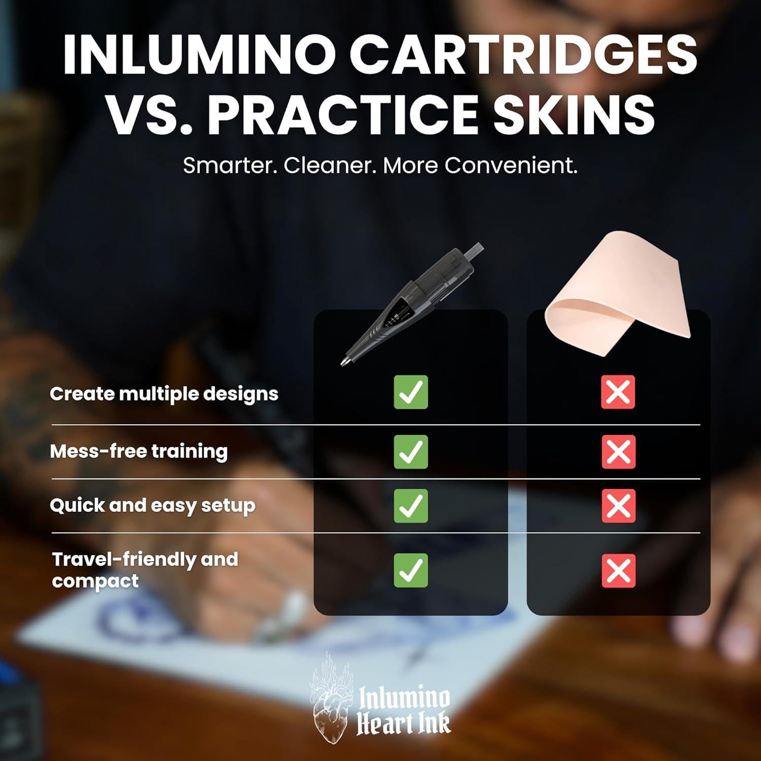 Cartuchos de bolígrafo Inlumino Heart Ink - Tinta negra - 6 unidades