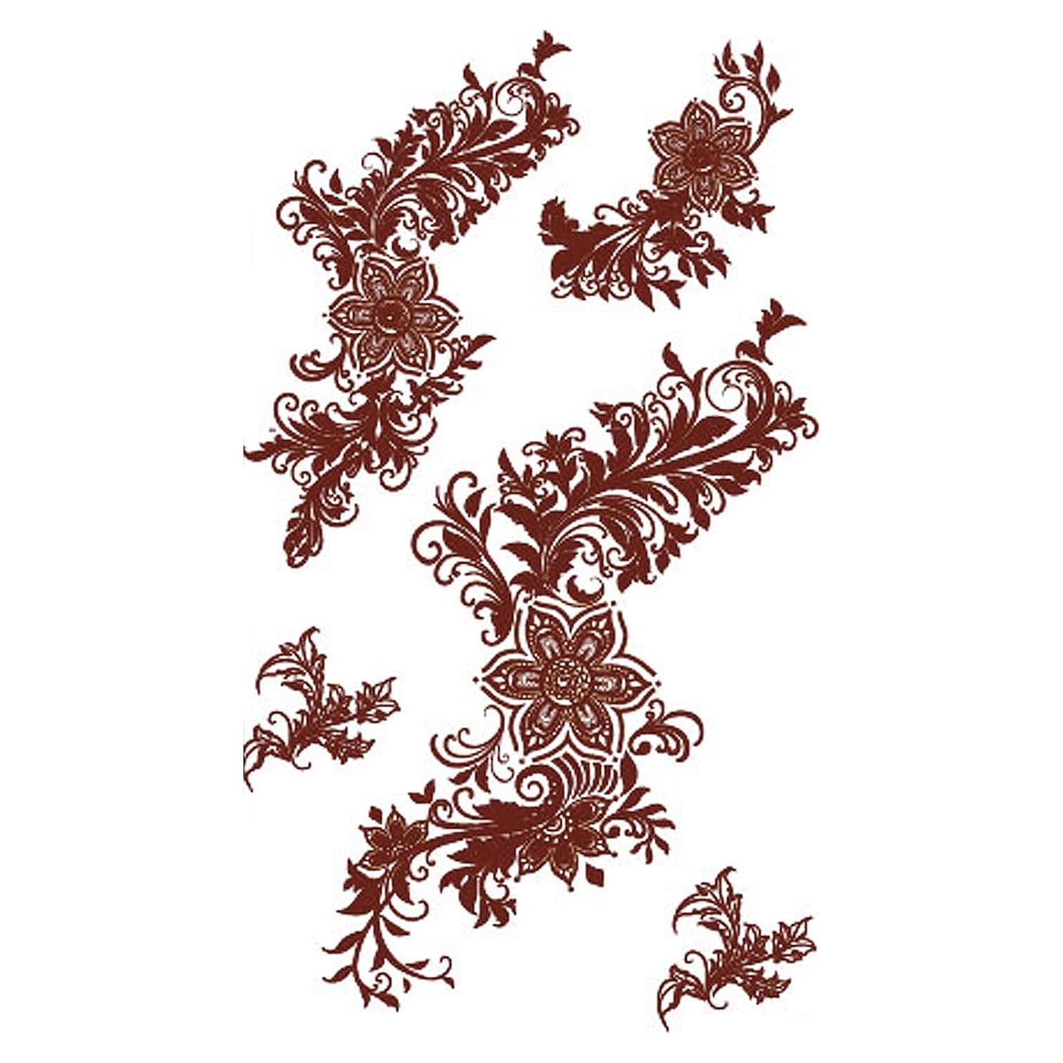 Tatuajes Temporales MapofBeauty 2 Pcs Flor Marrón Impermeable