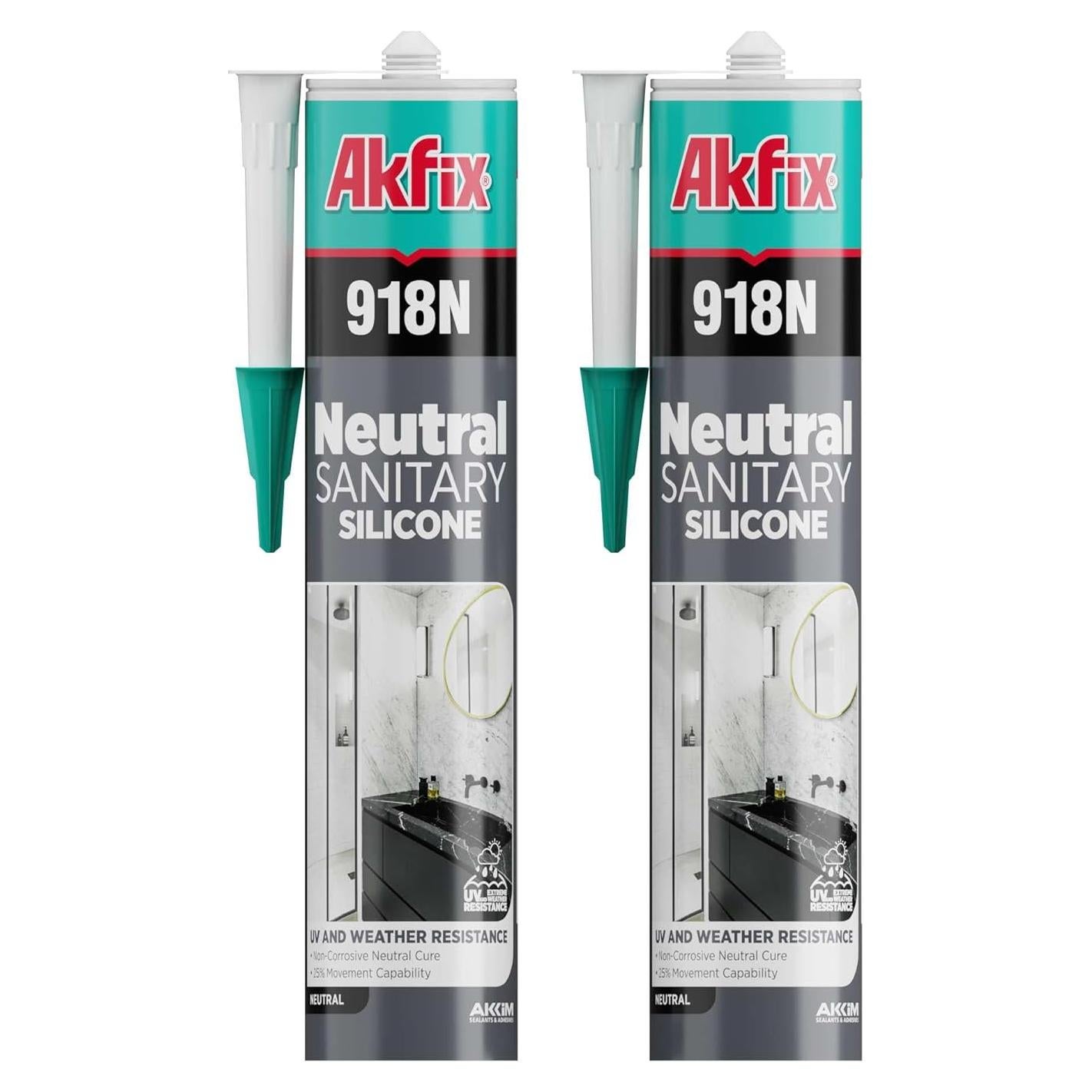 Sellador de Silicona Akfix 918N Negro 2x310 ml para Cocina y Baño