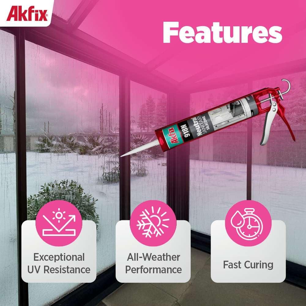 Sellador de Silicona Akfix 918N Negro 2x310 ml para Cocina y Baño