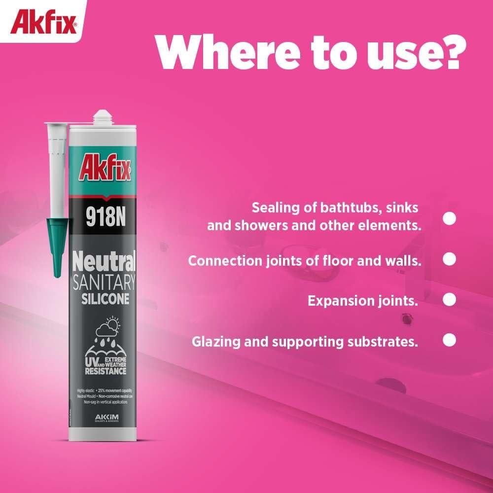 Sellador de Silicona Akfix 918N Negro 2x310 ml para Cocina y Baño