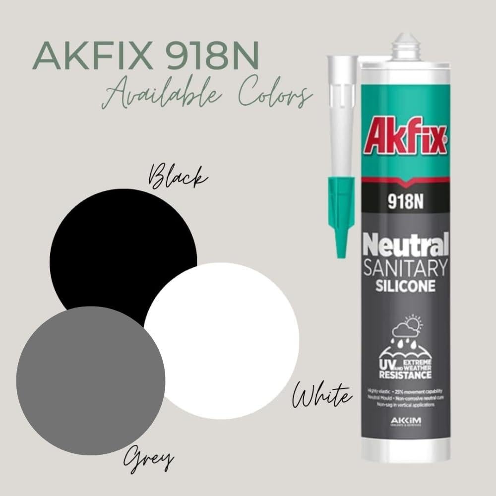 Sellador de Silicona Akfix 918N Negro 2x310 ml para Cocina y Baño