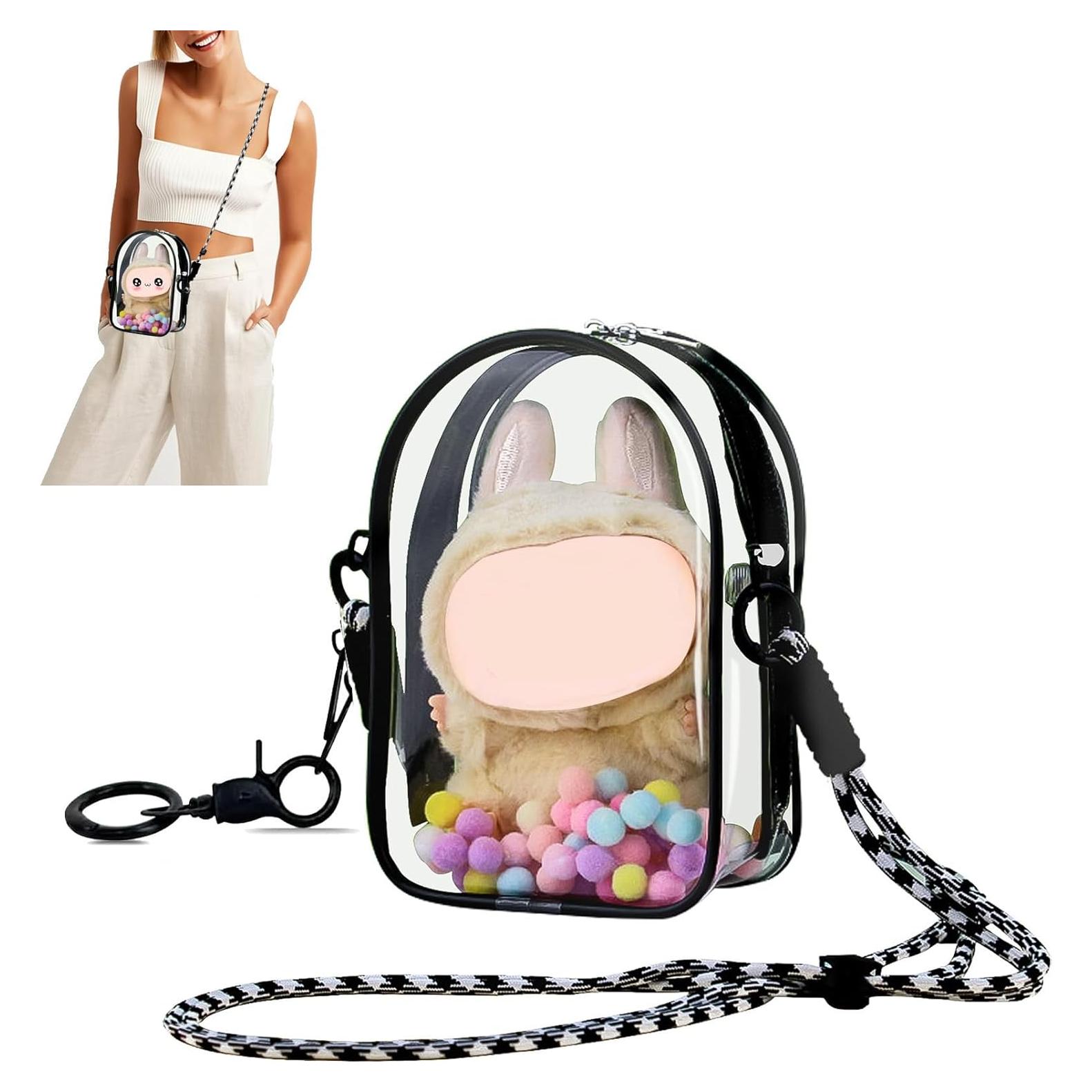 Estuche Transparente PVC para Muñeca de Peluche 15cm - Negro