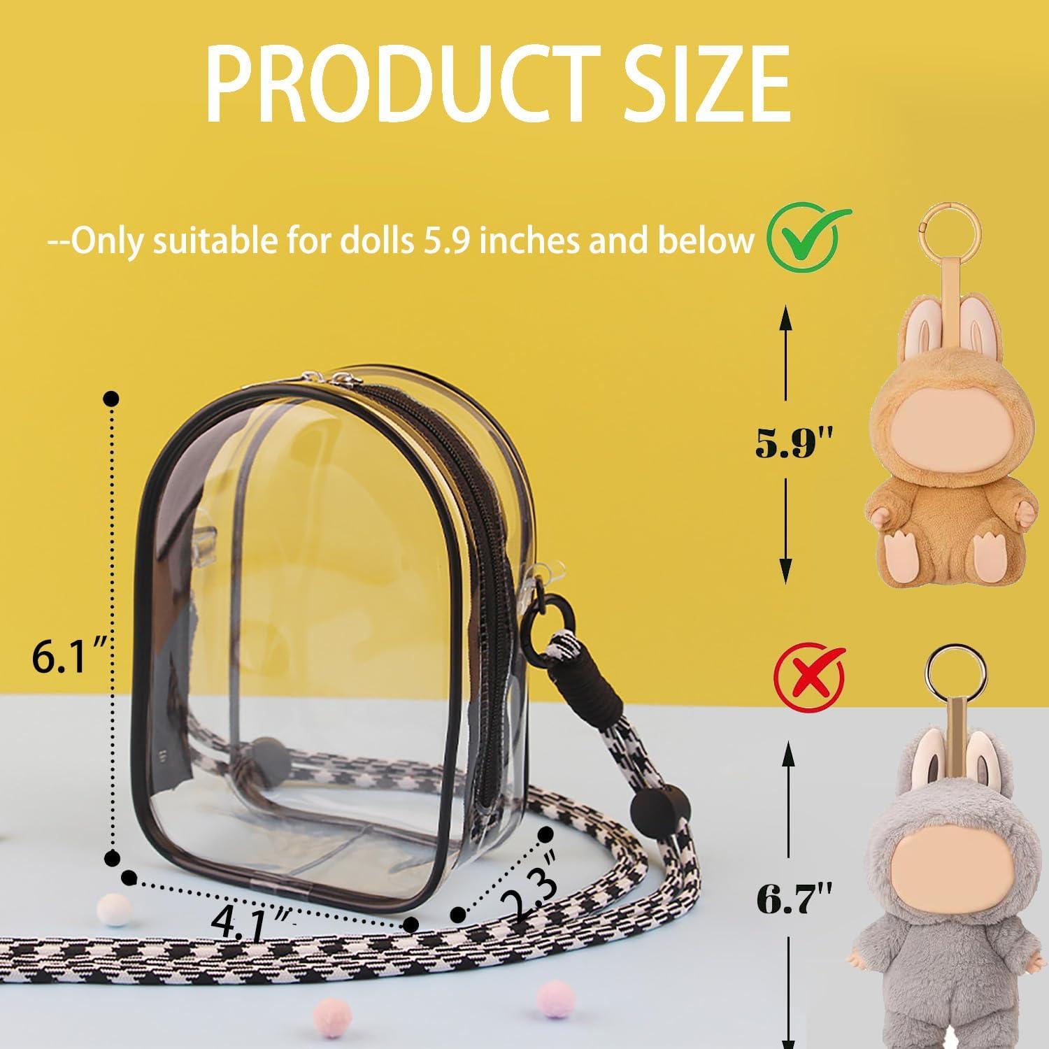 Estuche Transparente PVC para Muñeca de Peluche 15cm - Negro