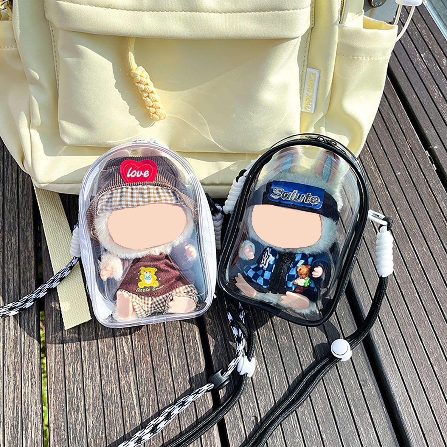 Estuche Transparente PVC para Muñeca de Peluche 15cm - Negro