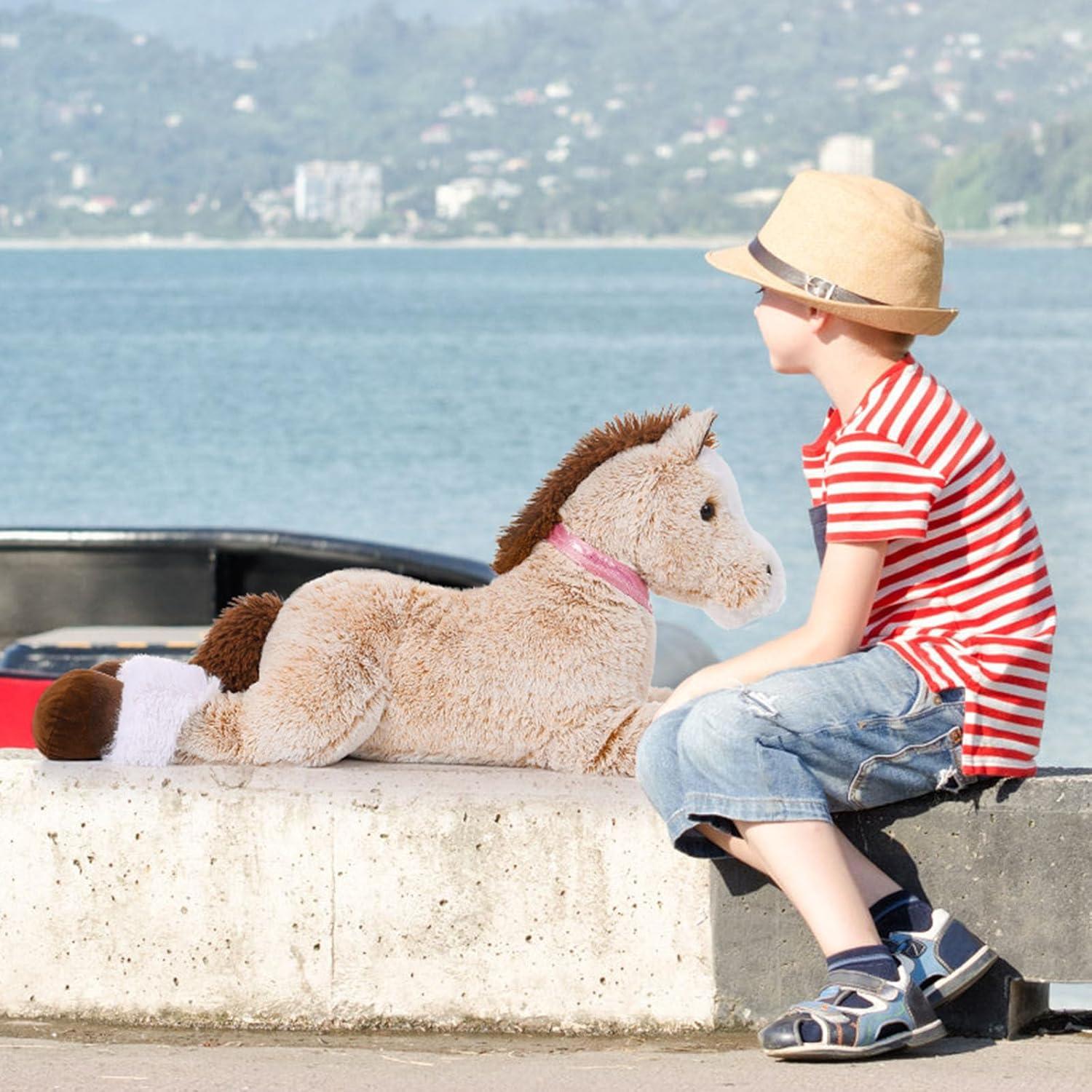 Caballo de Peluche Marrón MaoGoLan 83 cm Suave y Montable