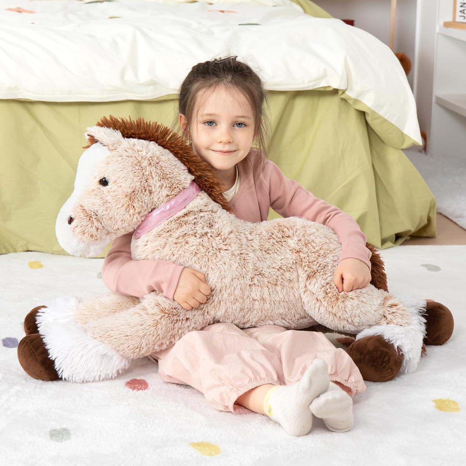 Caballo de Peluche Marrón MaoGoLan 83 cm Suave y Montable