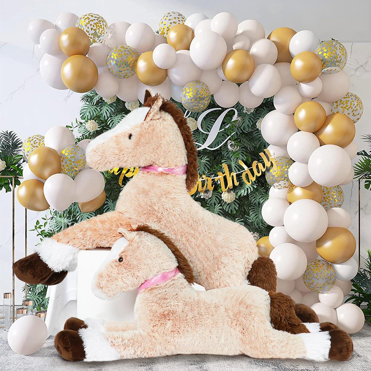 Caballo de Peluche Marrón MaoGoLan 83 cm Suave y Montable