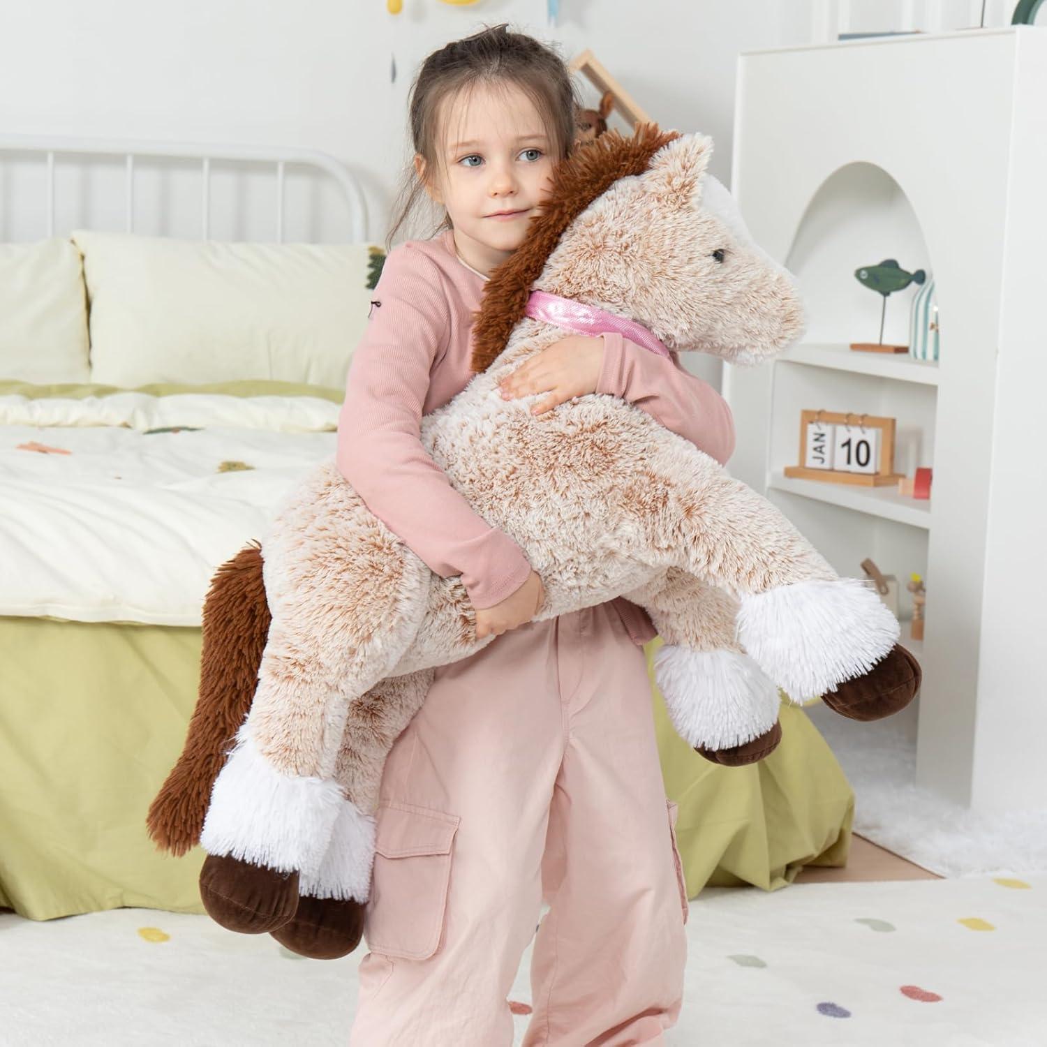 Caballo de Peluche Marrón MaoGoLan 83 cm Suave y Montable