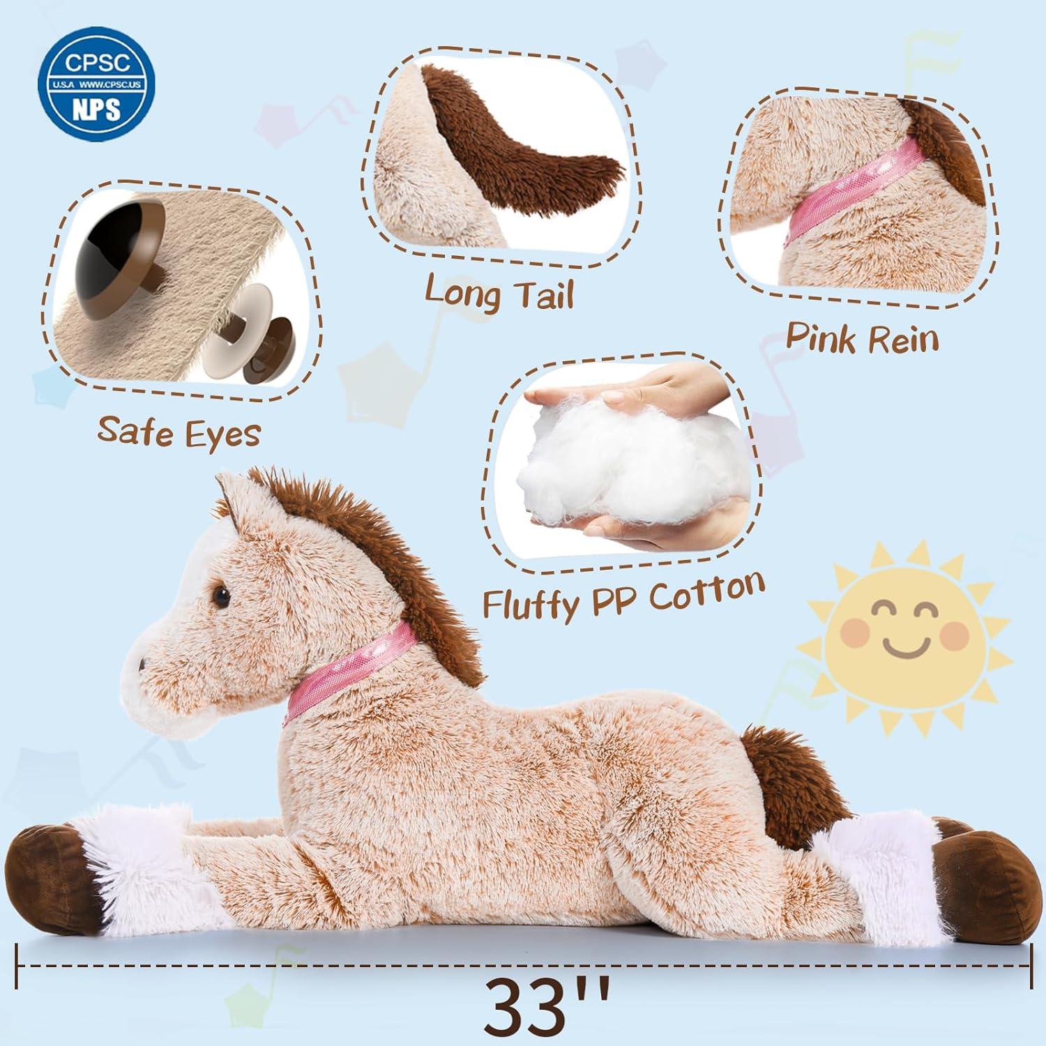 Caballo de Peluche Marrón MaoGoLan 83 cm Suave y Montable