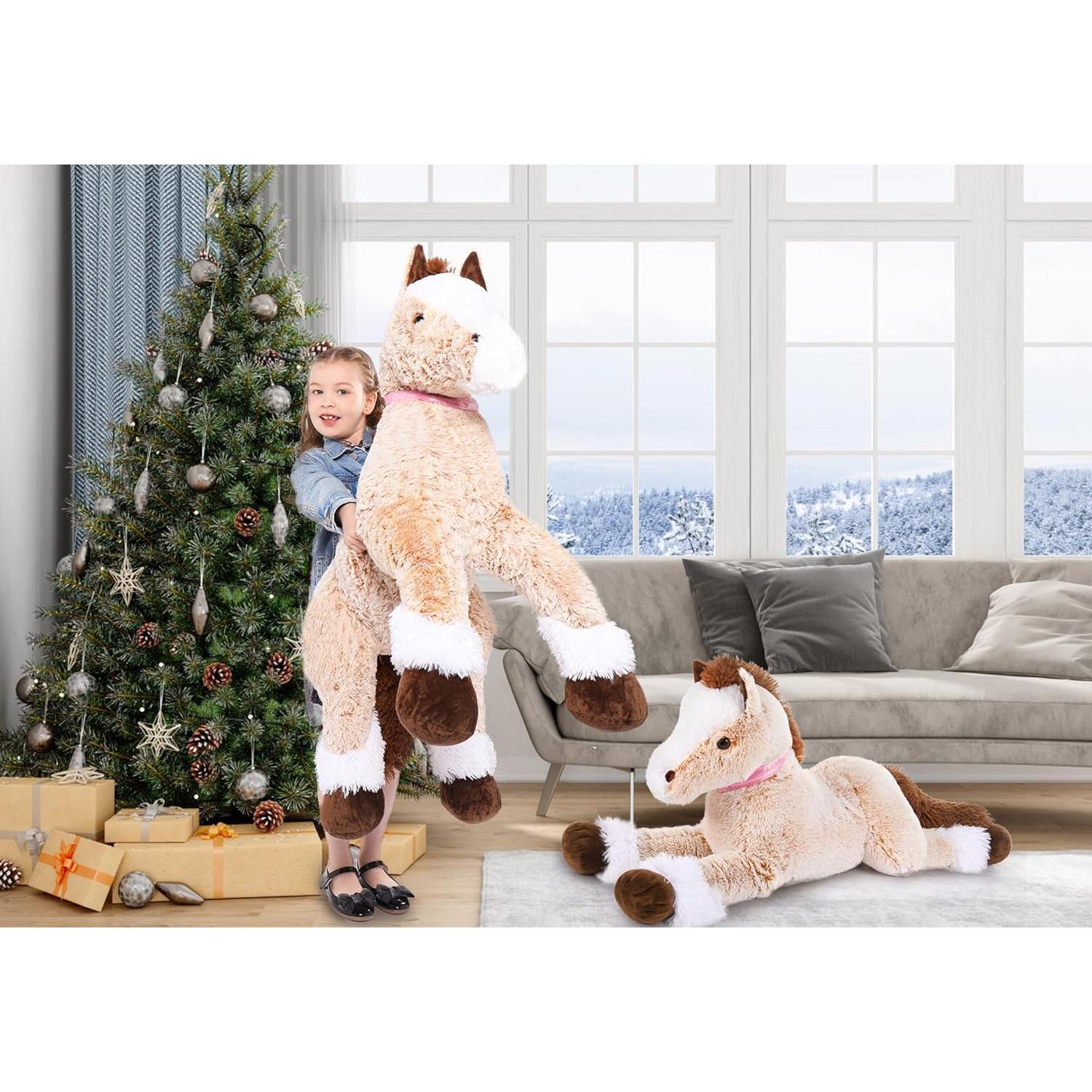 Caballo de Peluche Marrón MaoGoLan 83 cm Suave y Montable
