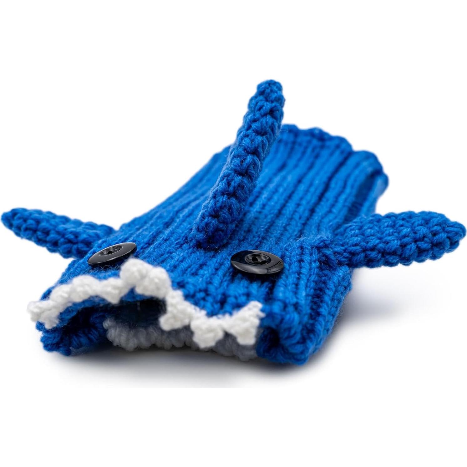 Bufanda de Perro Tejida a Mano Zoo Snoods - Baby Shark Azul Pequeño