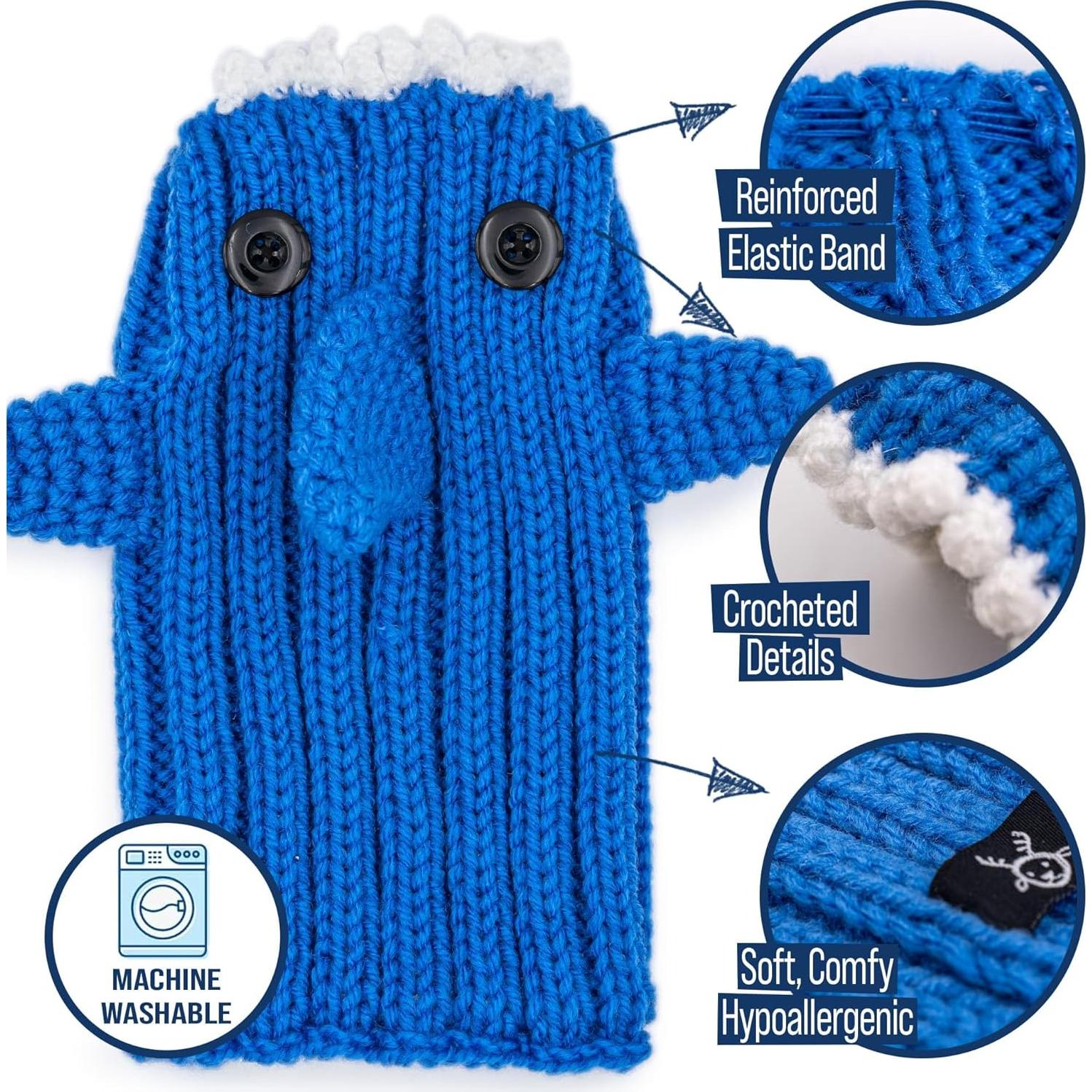 Bufanda de Perro Tejida a Mano Zoo Snoods - Baby Shark Azul Pequeño