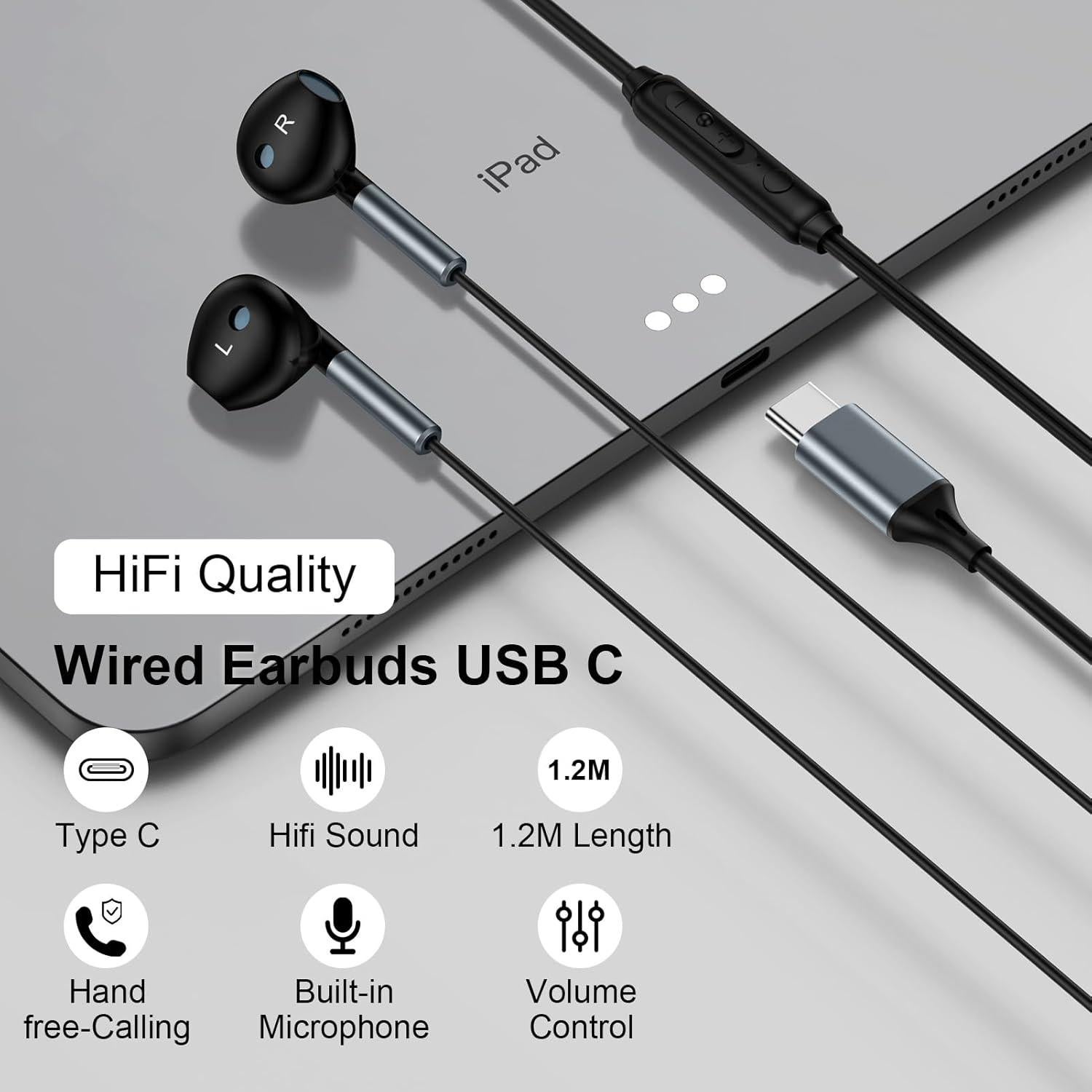Auriculares USB C REPIND J026 con Micrófono y Control Volumen