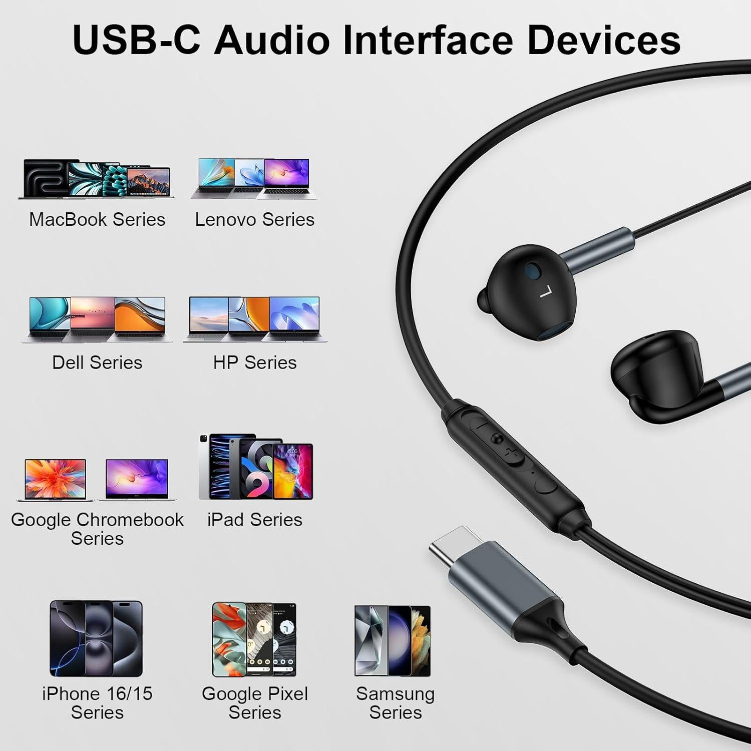 Auriculares USB C REPIND J026 con Micrófono y Control Volumen