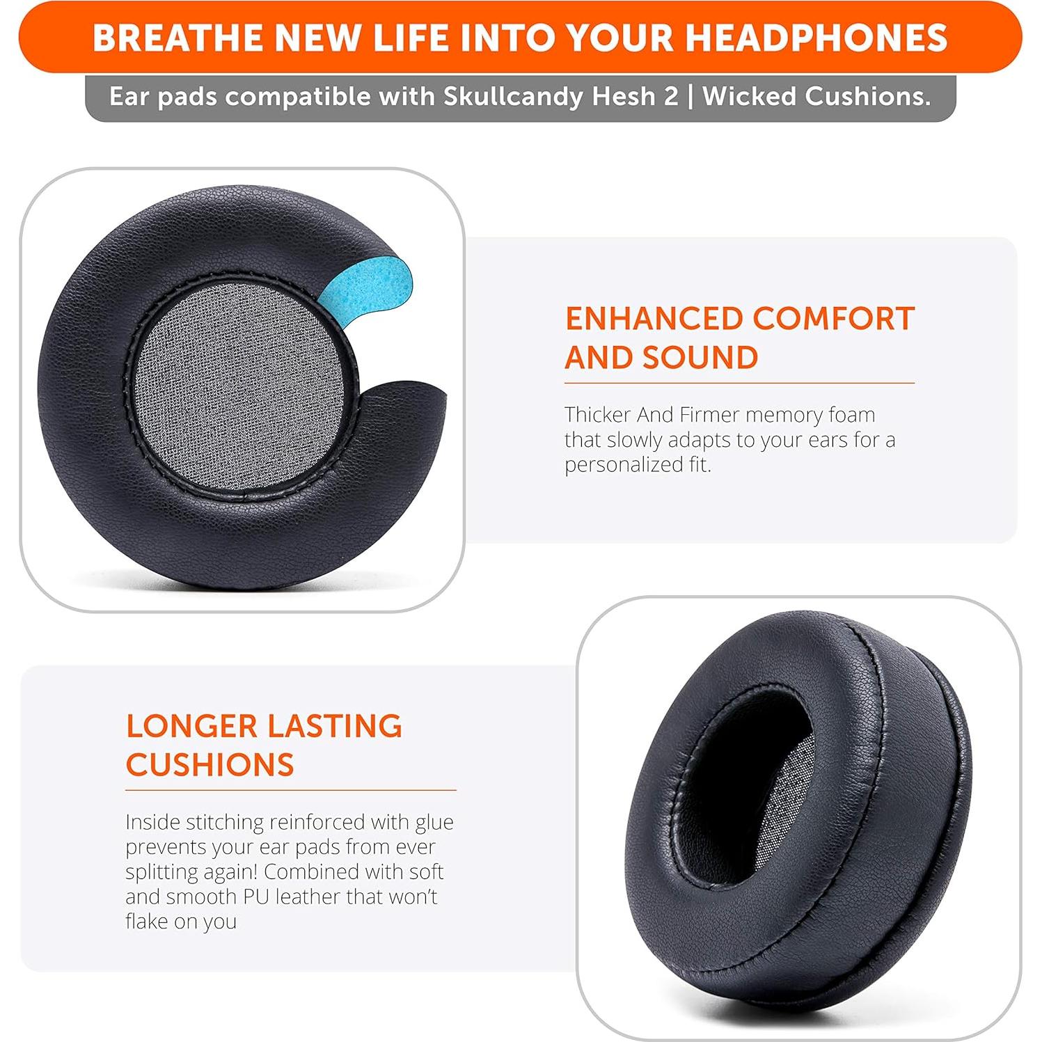 Almohadillas Extra Gruesas WC para Auriculares Skullcandy Hesh - Negro