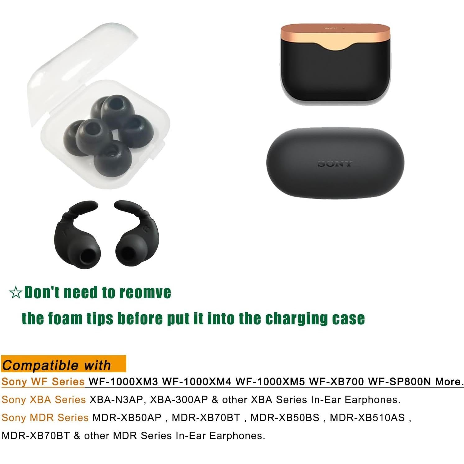 Consejos de Espuma con Memoria para Auriculares Sony WF-1000XM