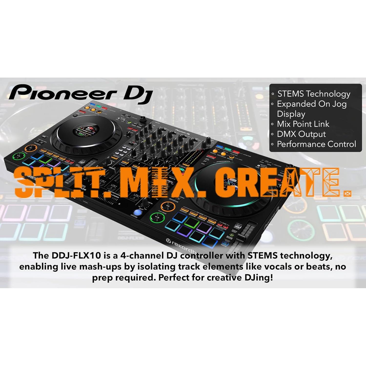 Controlador DJ Pioneer DDJ-FLX10 4 Canales con Estuche y Accesorios