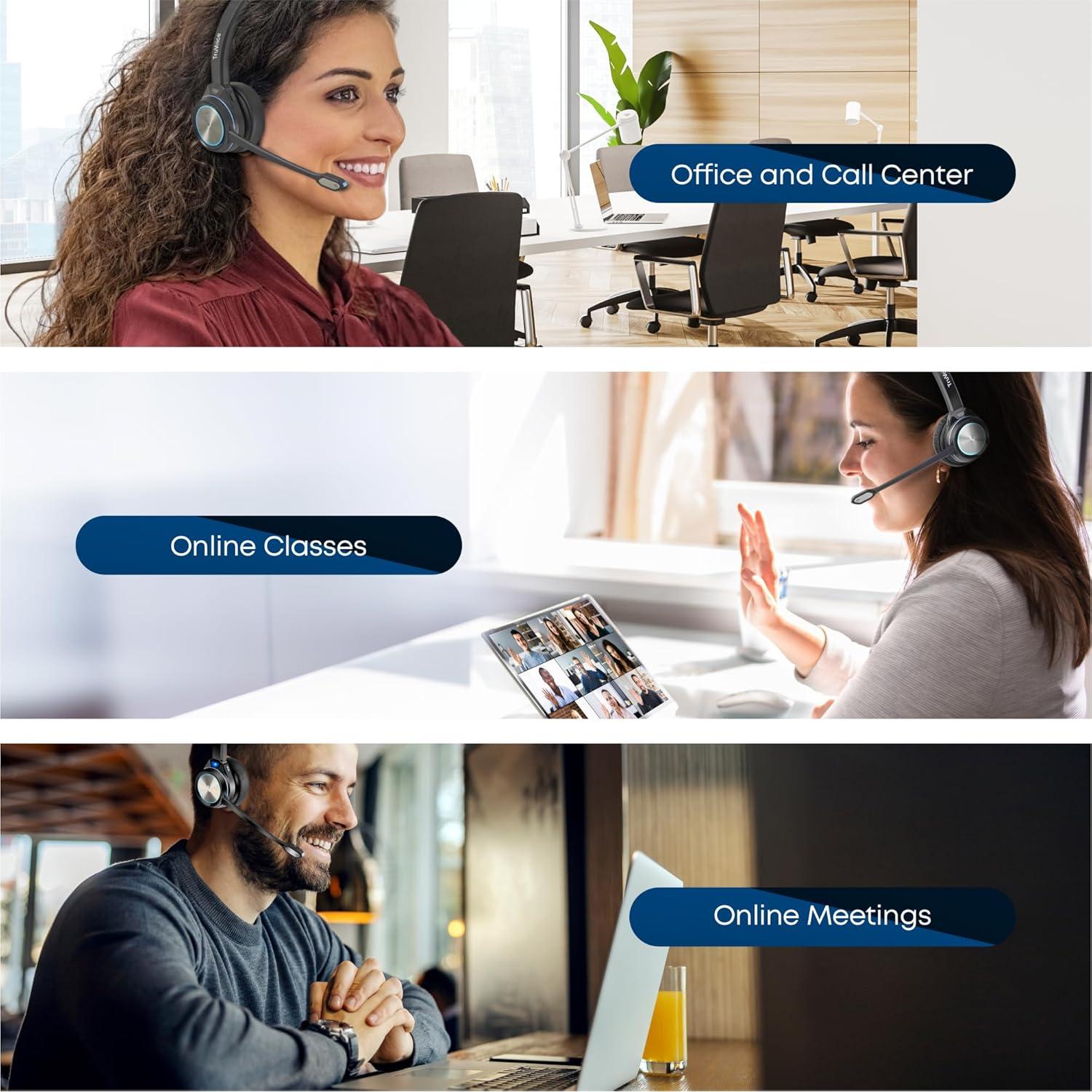 Auriculares Inalámbricos TruVoice BT55 con Micrófono y Cancelación de Ruido