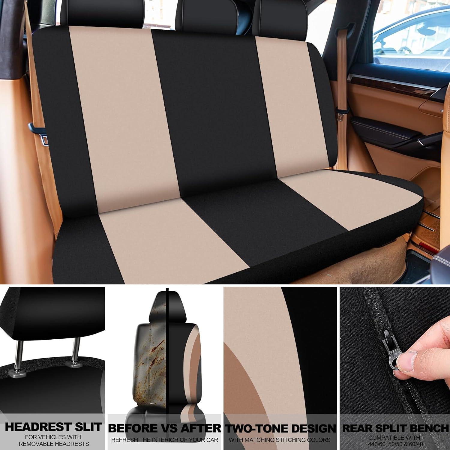 Juego Completo de Fundas de Asiento de Coche ROCEEI Beige