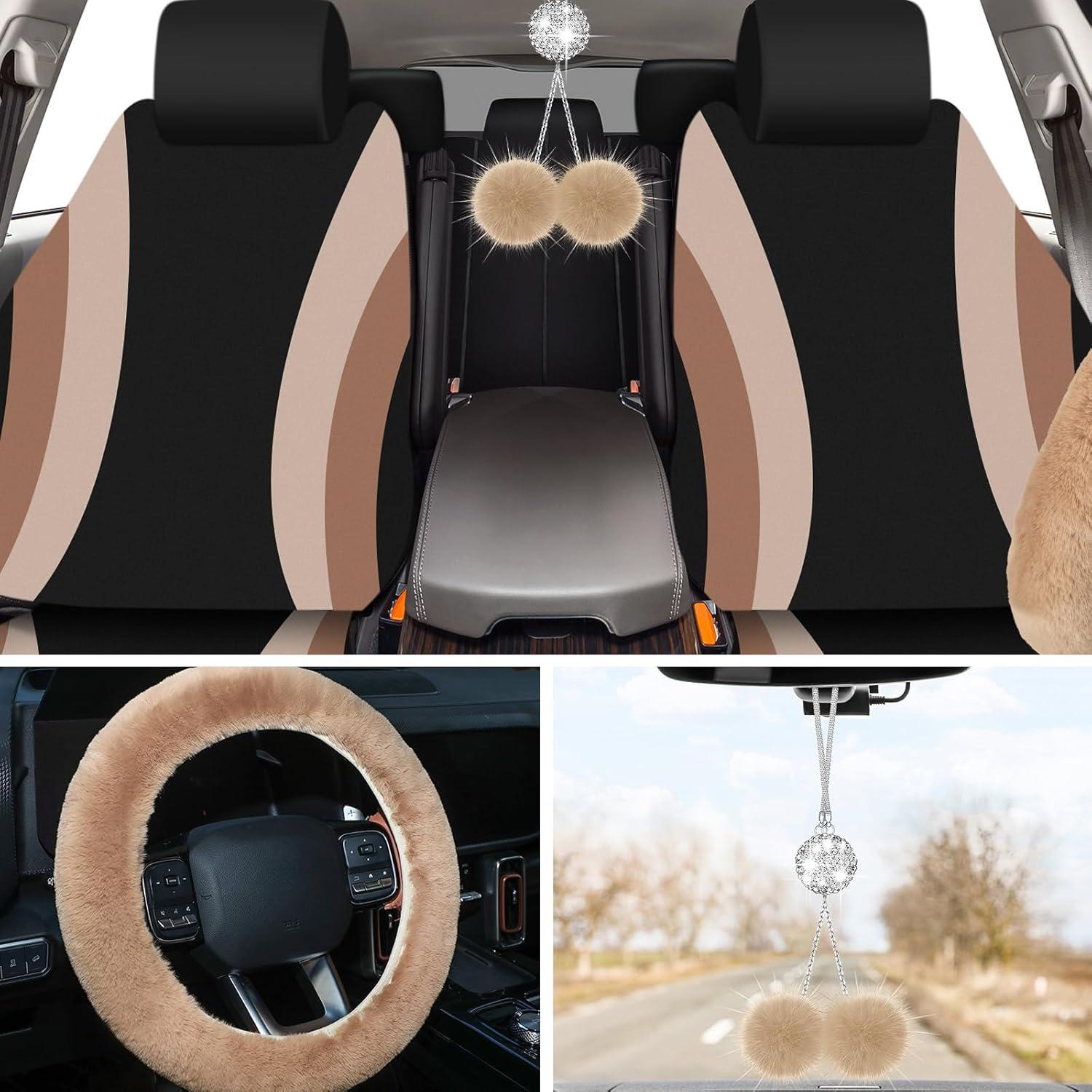 Juego Completo de Fundas de Asiento de Coche ROCEEI Beige