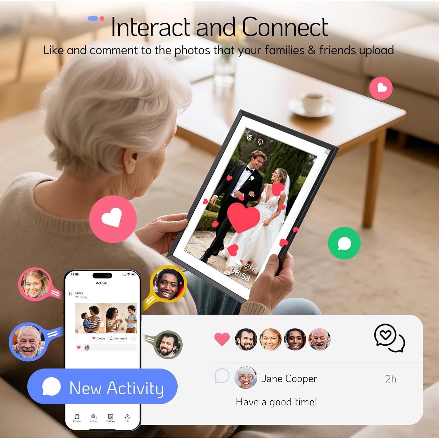 Marco de Fotos Digital NexFoto 10.1" HD WiFi 64GB Negro
