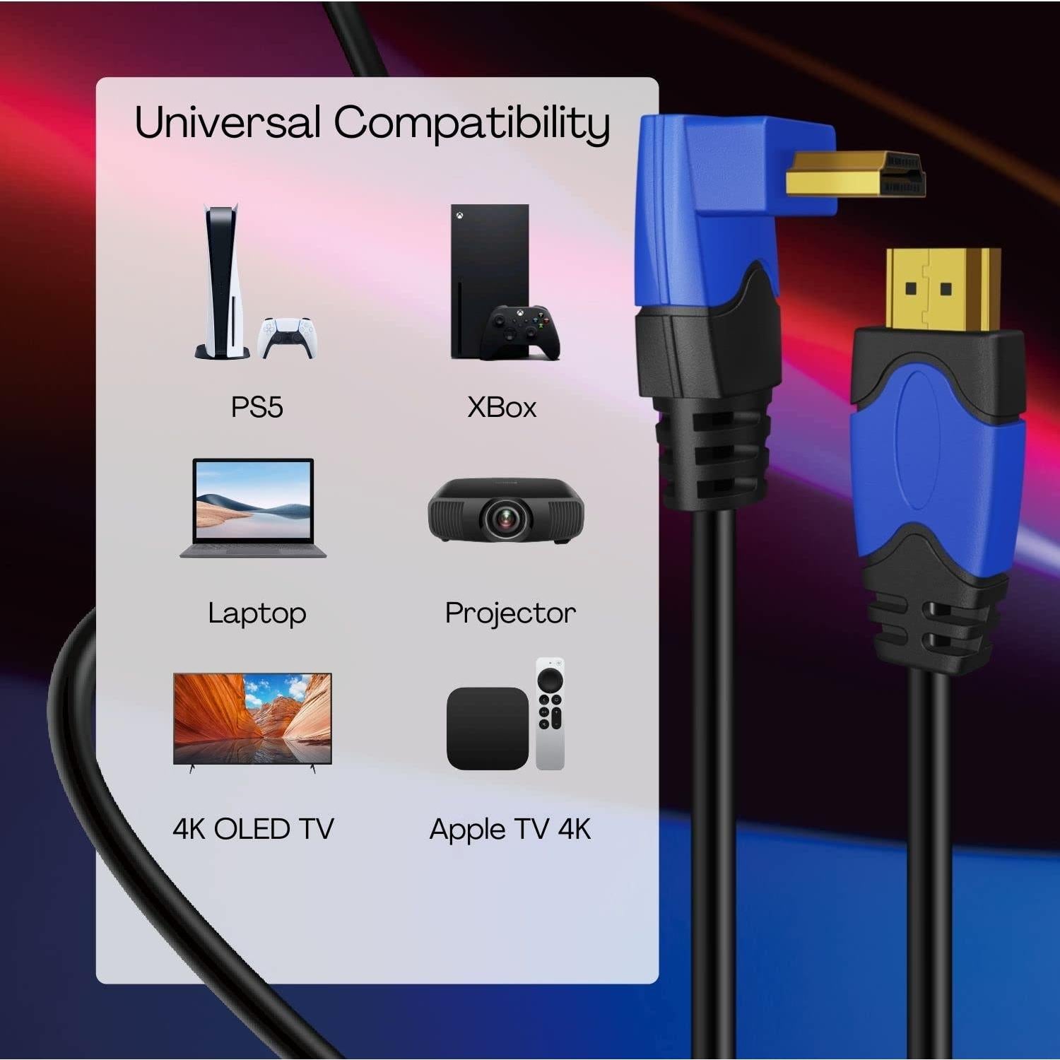 Cable HDMI 4K TNP 0.91m Ángulo Derecho 270 Grados Alta Velocidad