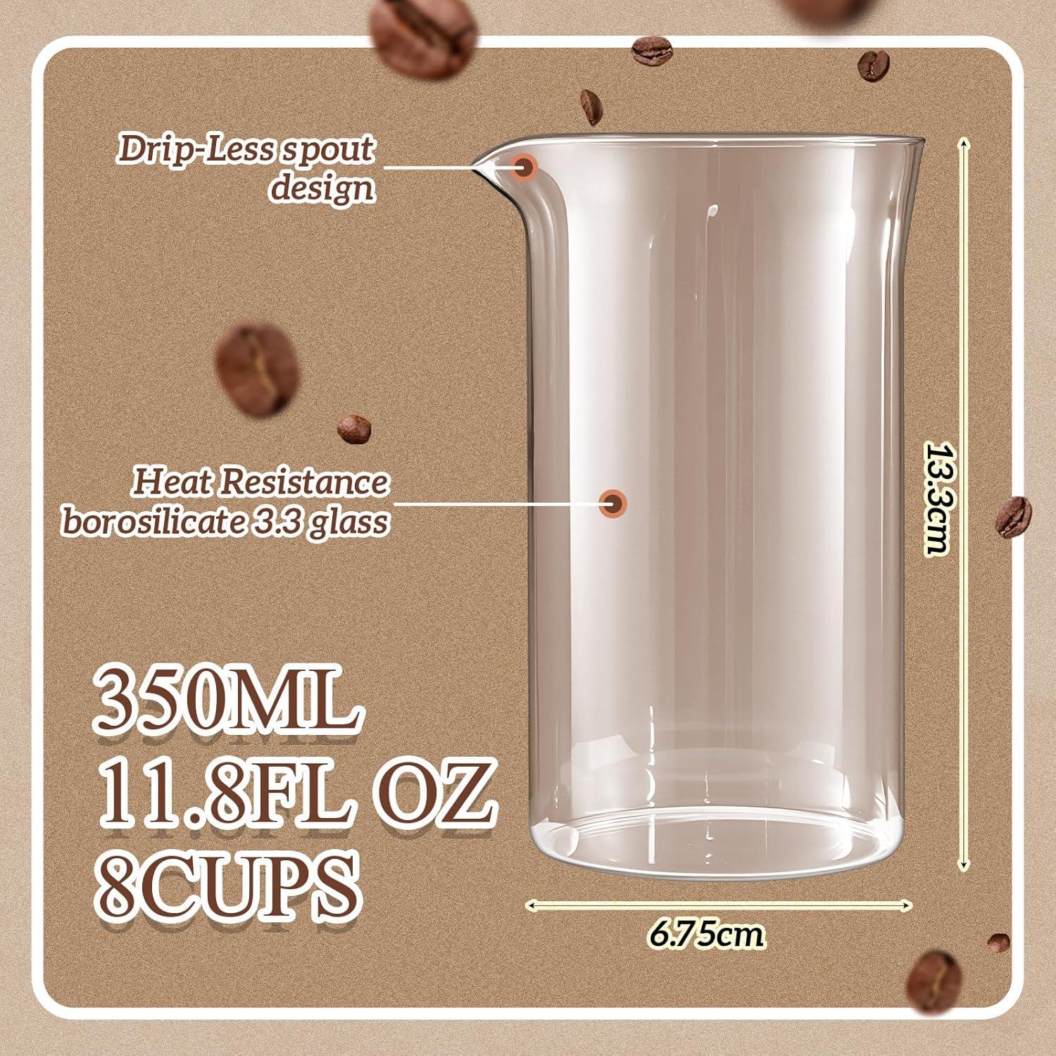 Maxdot Jarra de Repuesto para Prensa Francesa 354 ml Vidrio Borosilicato