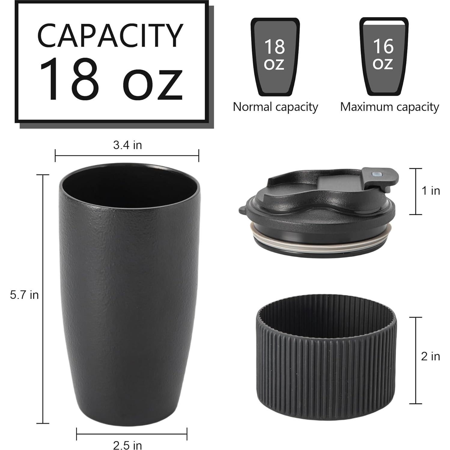 Taza de Café de Viaje TaoTaojarvie 0.47 L Cerámica Negra