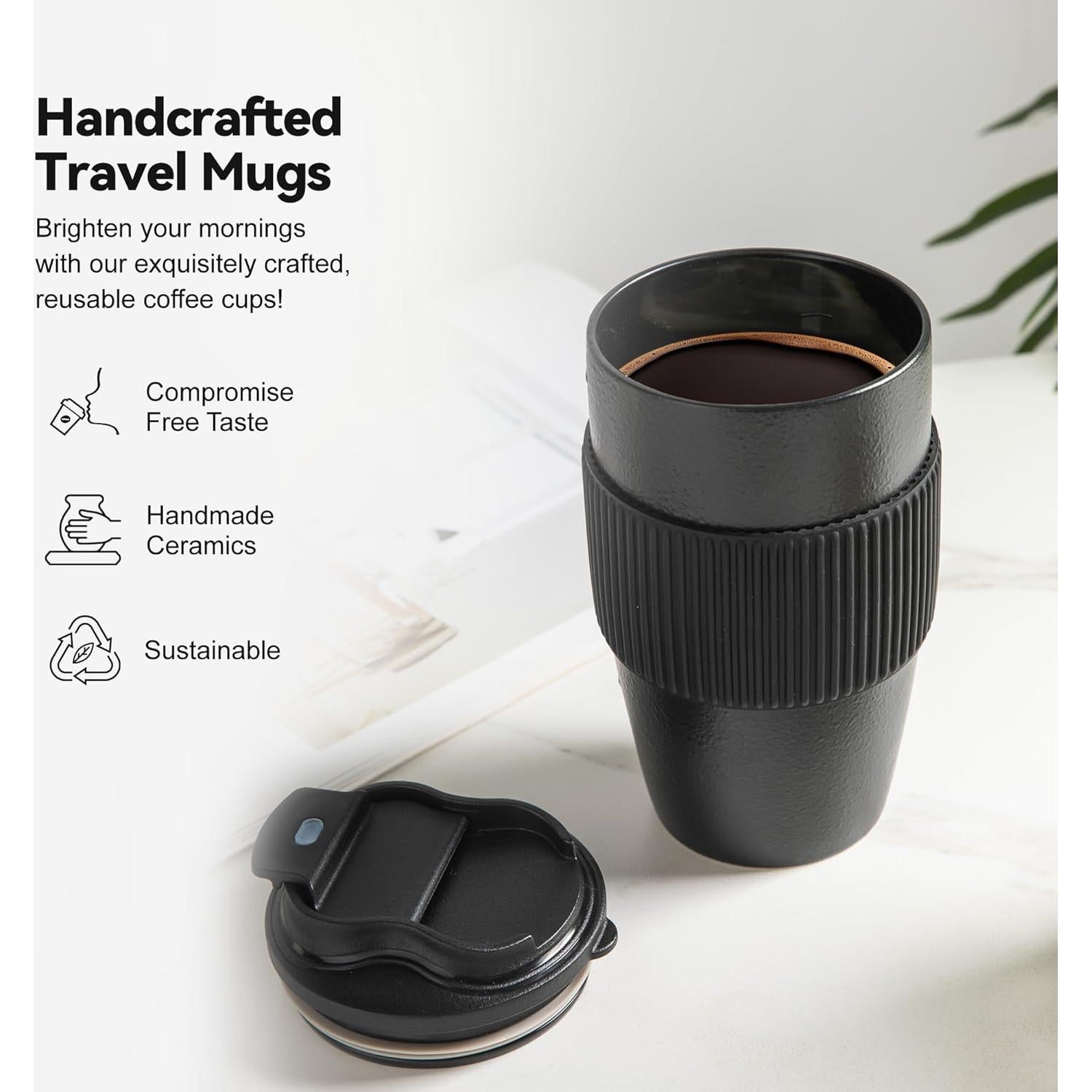 Taza de Café de Viaje TaoTaojarvie 0.47 L Cerámica Negra