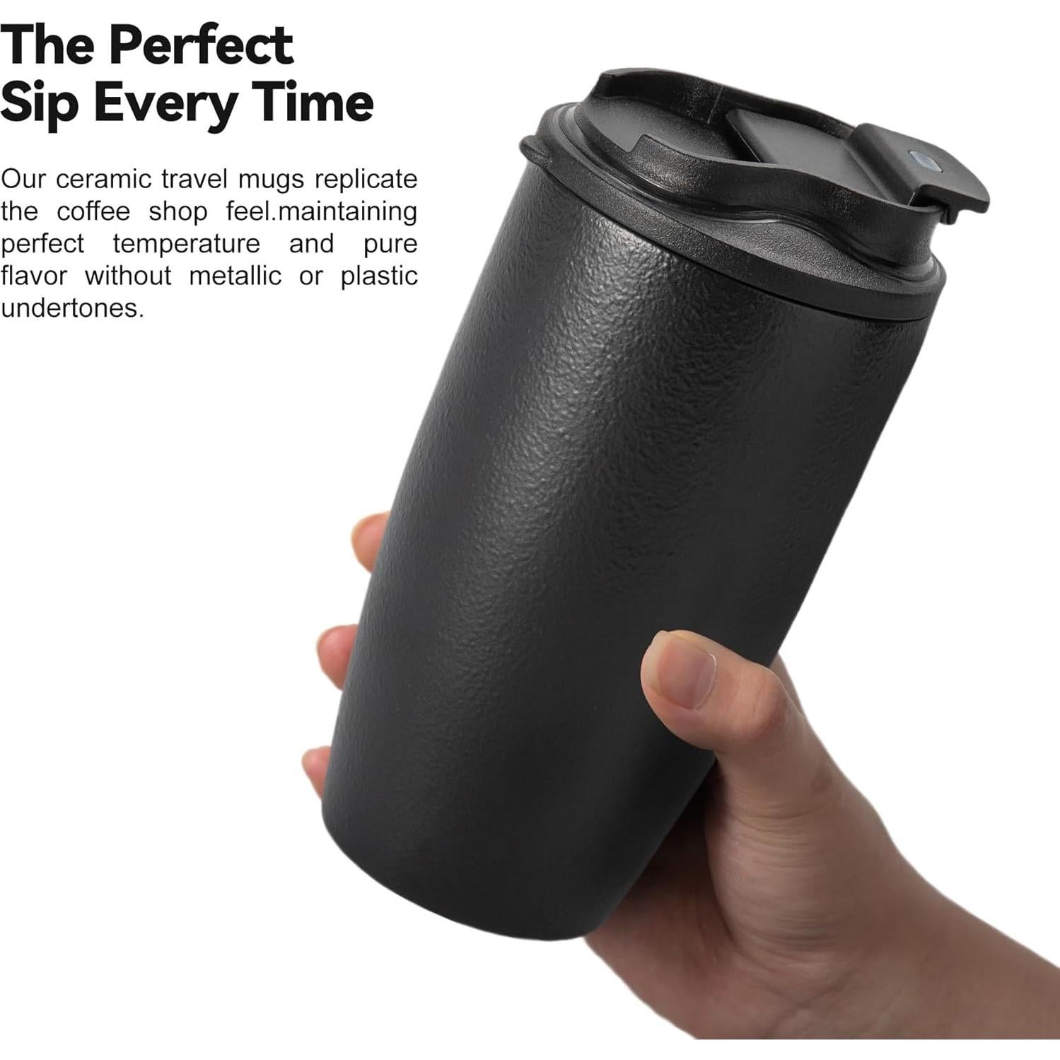 Taza de Café de Viaje TaoTaojarvie 0.47 L Cerámica Negra